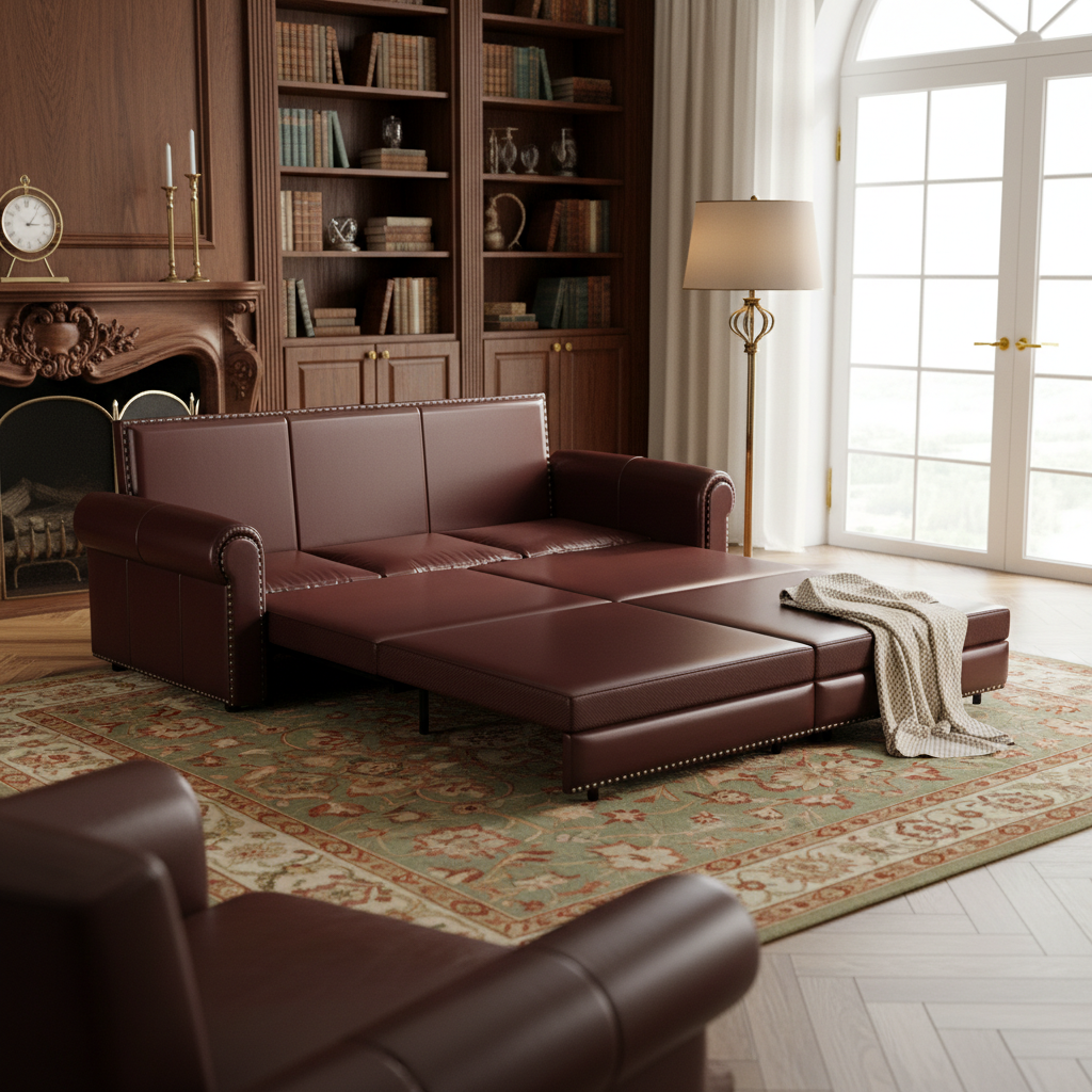 Denton 93.7" Faux Leather Chesterfield King Pull-Out Sleeper Sofa Bed