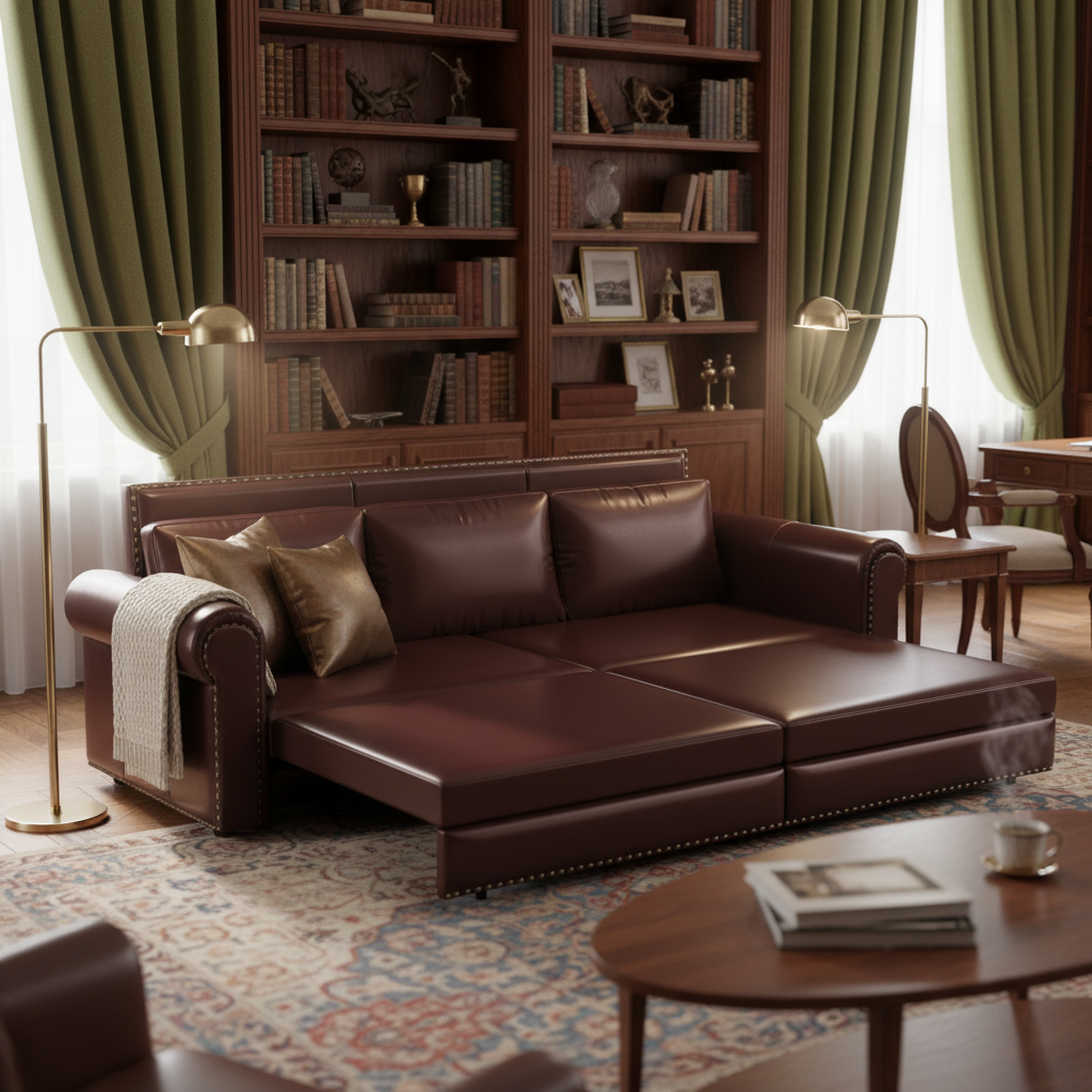 Denton 93.7" Faux Leather Chesterfield King Pull-Out Sleeper Sofa Bed