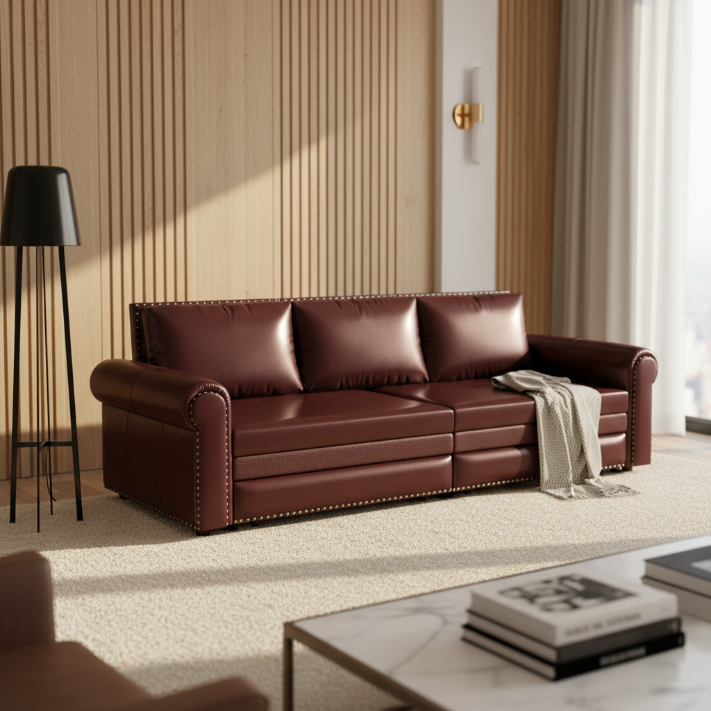 Denton 93.7" Faux Leather Chesterfield King Pull-Out Sleeper Sofa Bed
