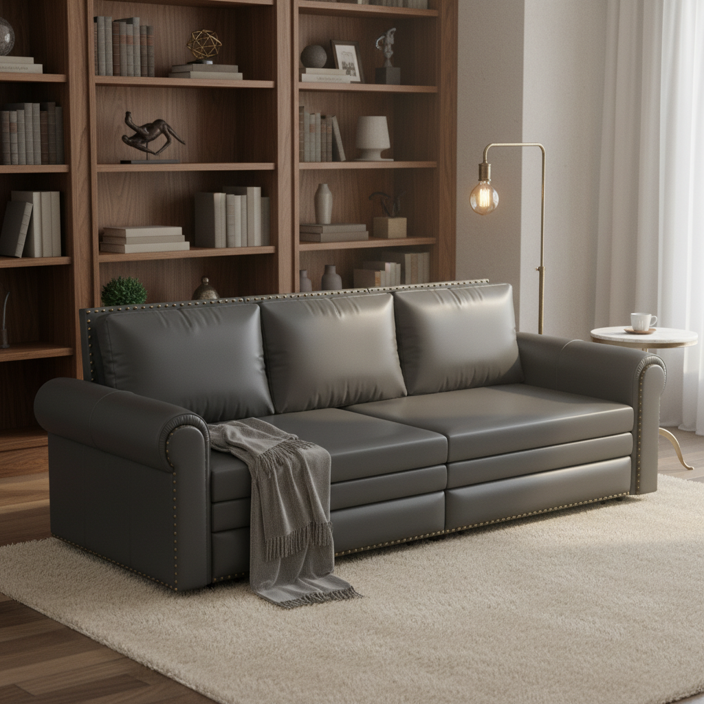 Denton 93.7" Faux Leather Chesterfield King Pull-Out Sleeper Sofa Bed