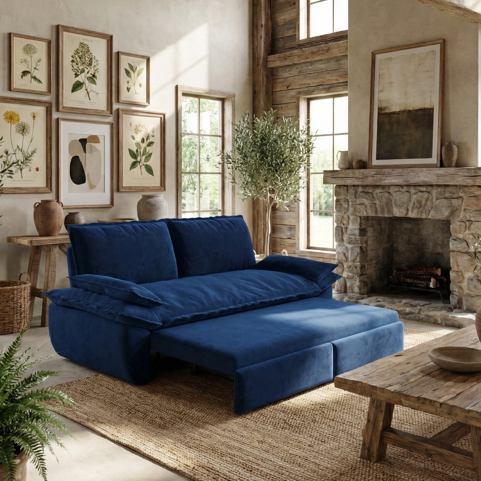 Alameda 73" Modern Velvet Queen Pull-Out Sleeper Sofa Bed with Wide Armrests