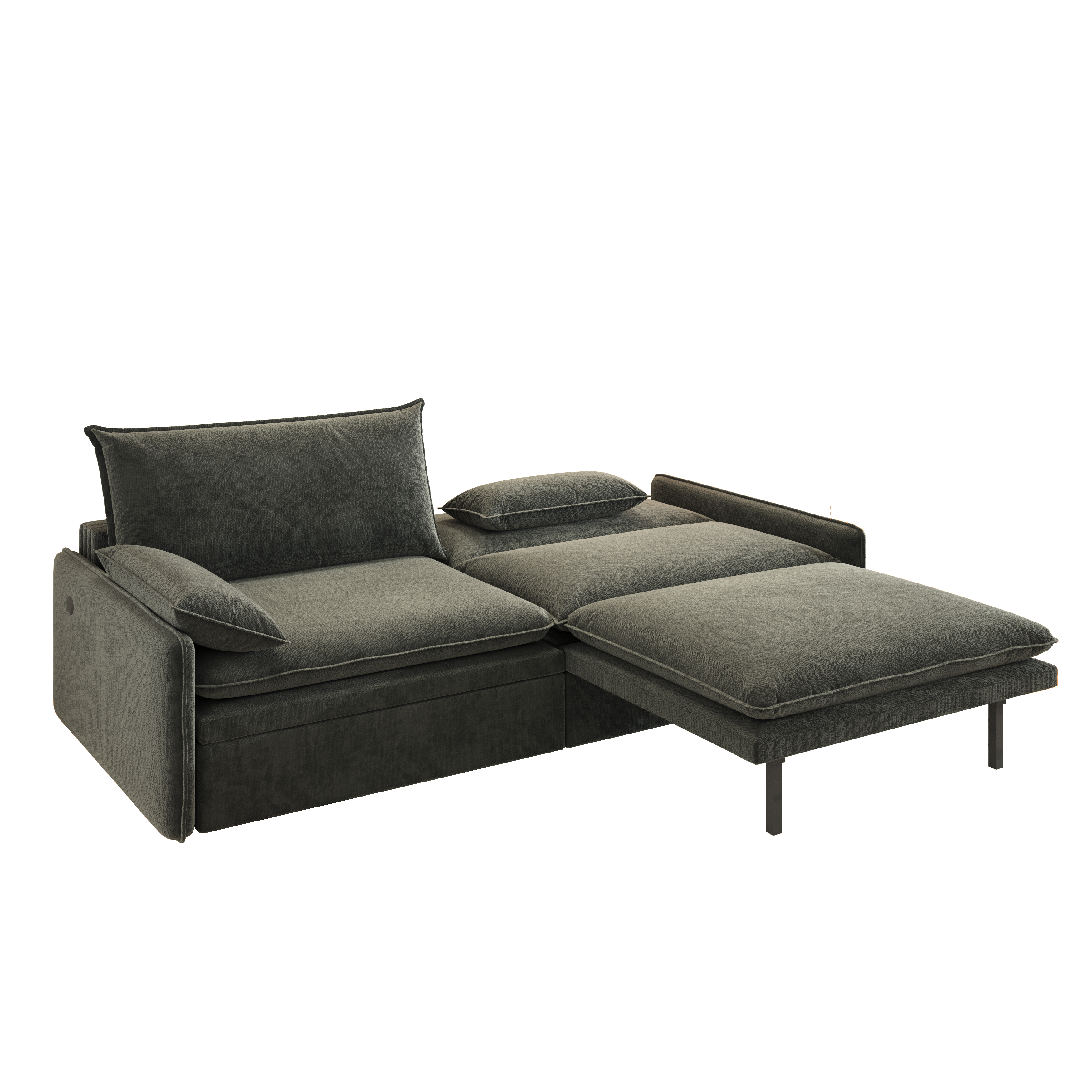 Burbank 81" Chenille Convertible 4-Seat Sleeper Sofa Bed with Storage and Charging Port