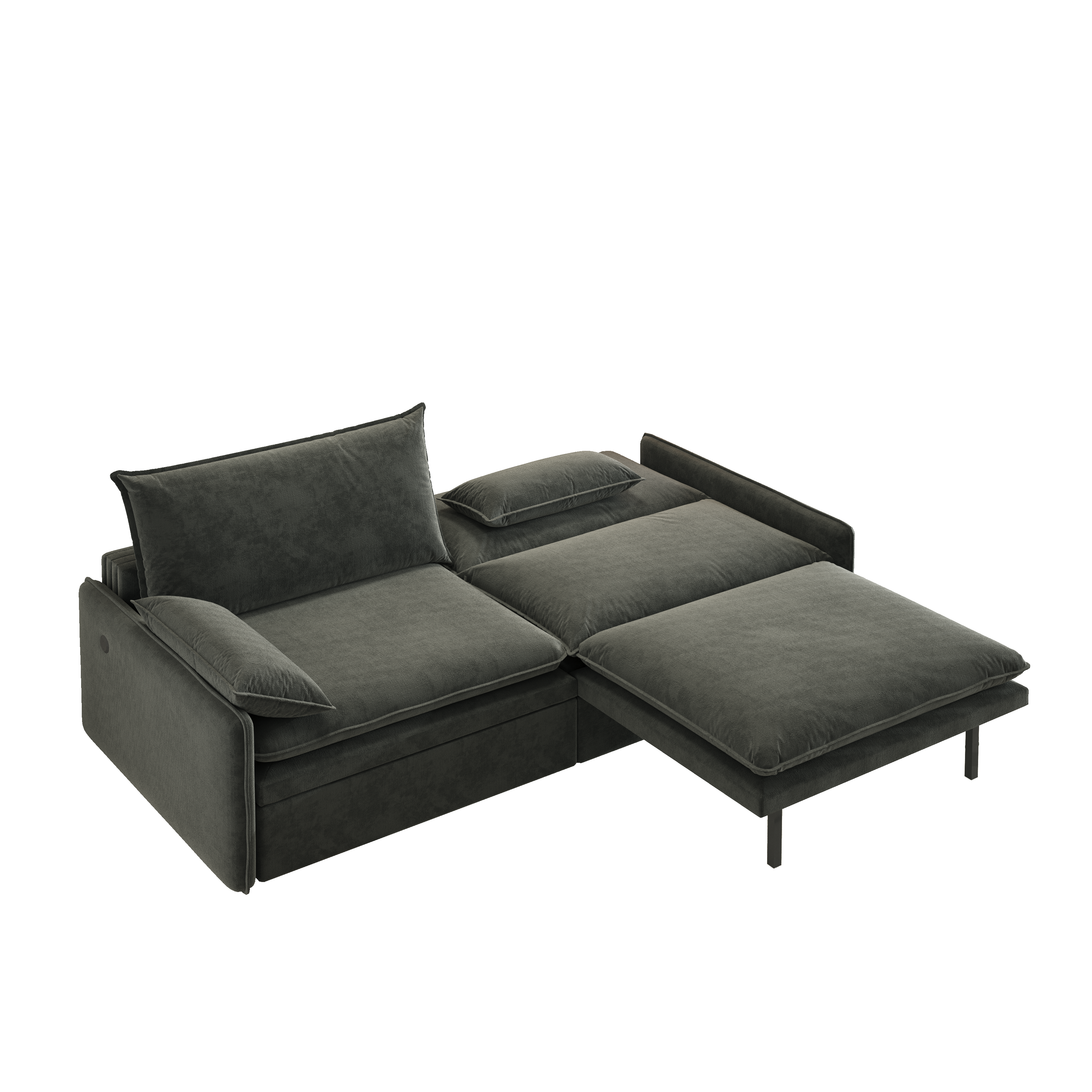 Burbank 81" Chenille Convertible 4-Seat Sleeper Sofa Bed with Storage and Charging Port