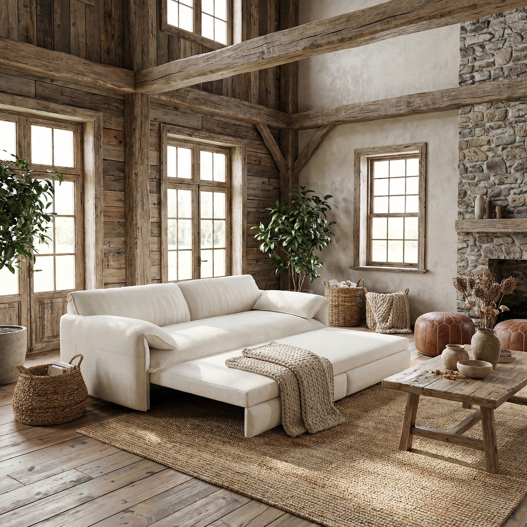 Alameda 73" Modern Velvet Queen Pull-Out Sleeper Sofa Bed with Wide Armrests