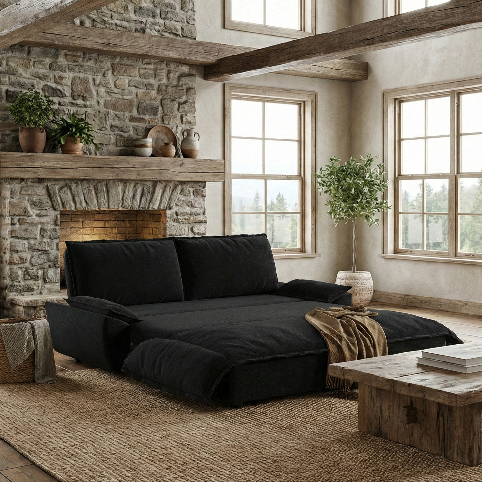 Alameda 73" Modern Velvet Queen Pull-Out Sleeper Sofa Bed with Wide Armrests