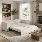 Cary 93" King Size Teddy Convertible Pull-Out Sleeper Sofa Bed with Chaise Lounge and Lumbar Pillows