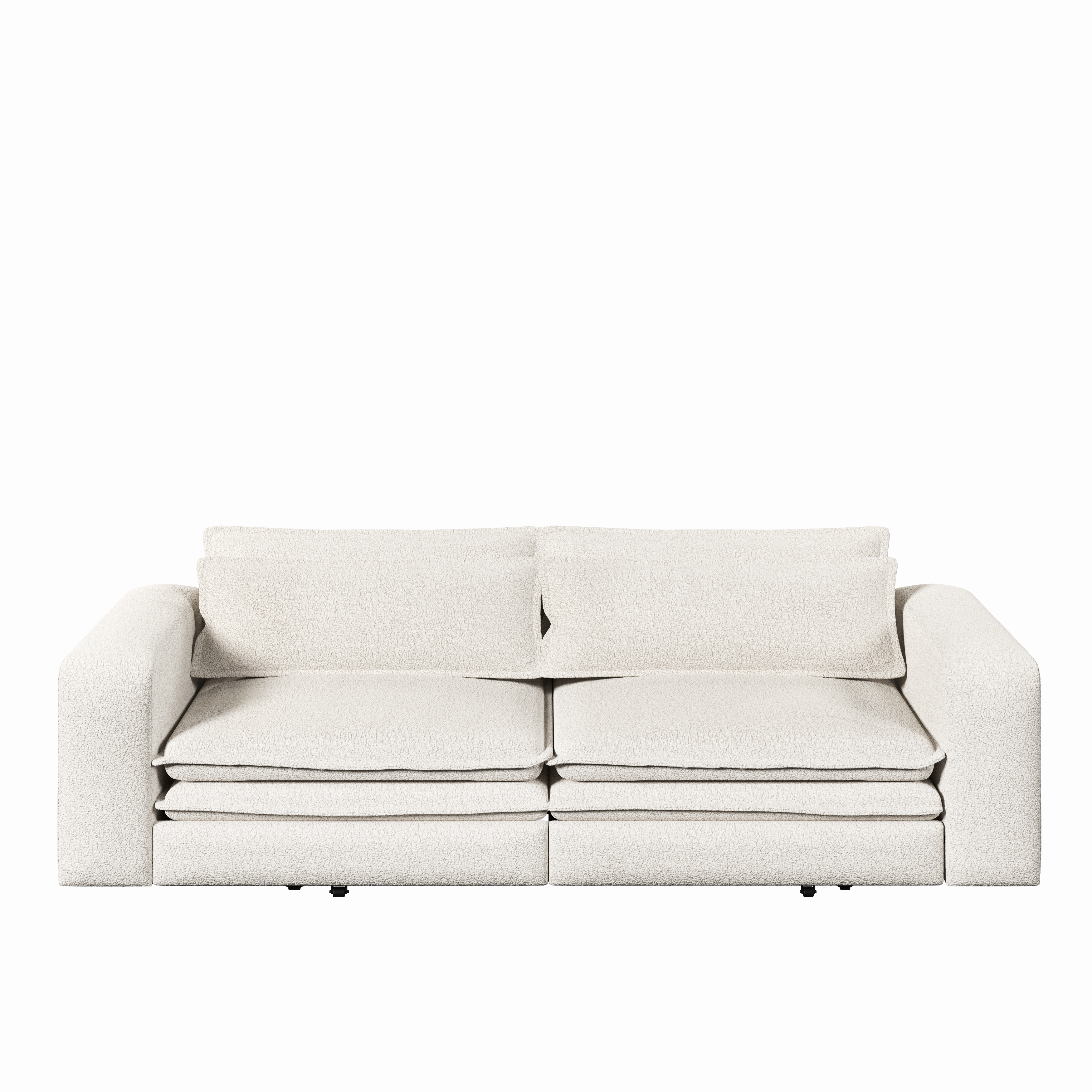 Cary 93" King Size Teddy Convertible Pull-Out Sleeper Sofa Bed with Chaise Lounge and Lumbar Pillows
