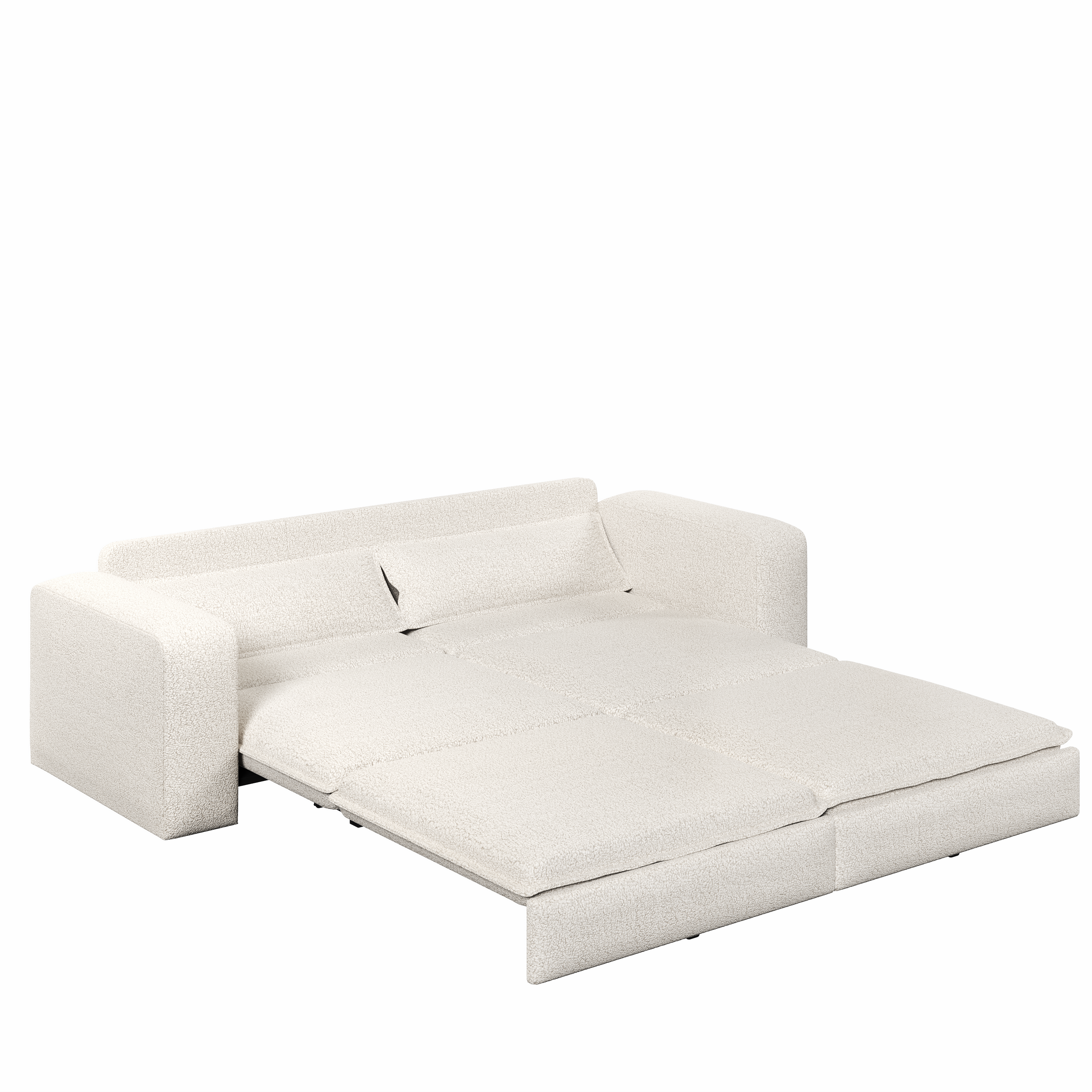Cary 93" King Size Teddy Convertible Pull-Out Sleeper Sofa Bed with Chaise Lounge and Lumbar Pillows