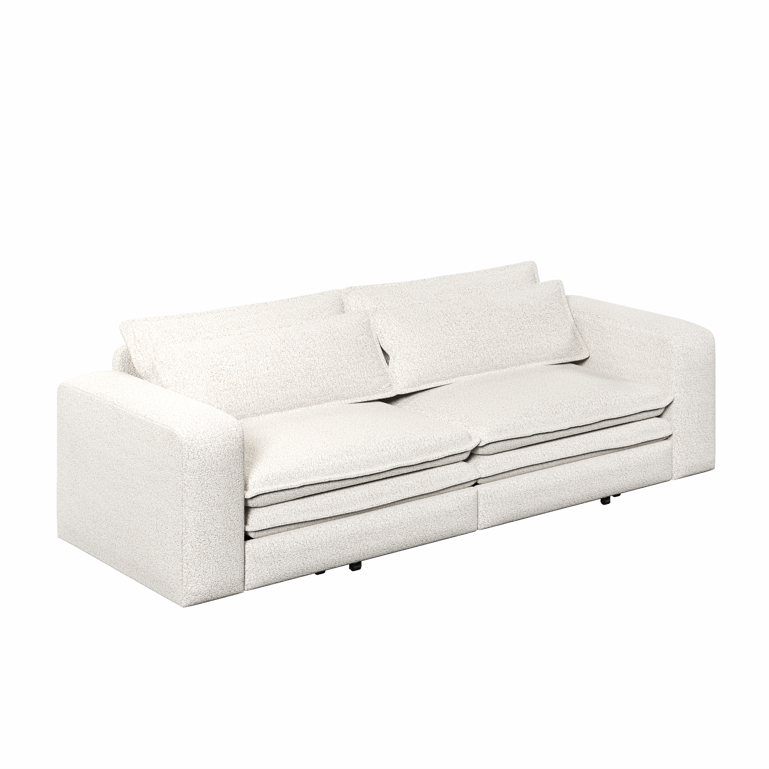 Cary 93" King Size Teddy Convertible Pull-Out Sleeper Sofa Bed with Chaise Lounge and Lumbar Pillows