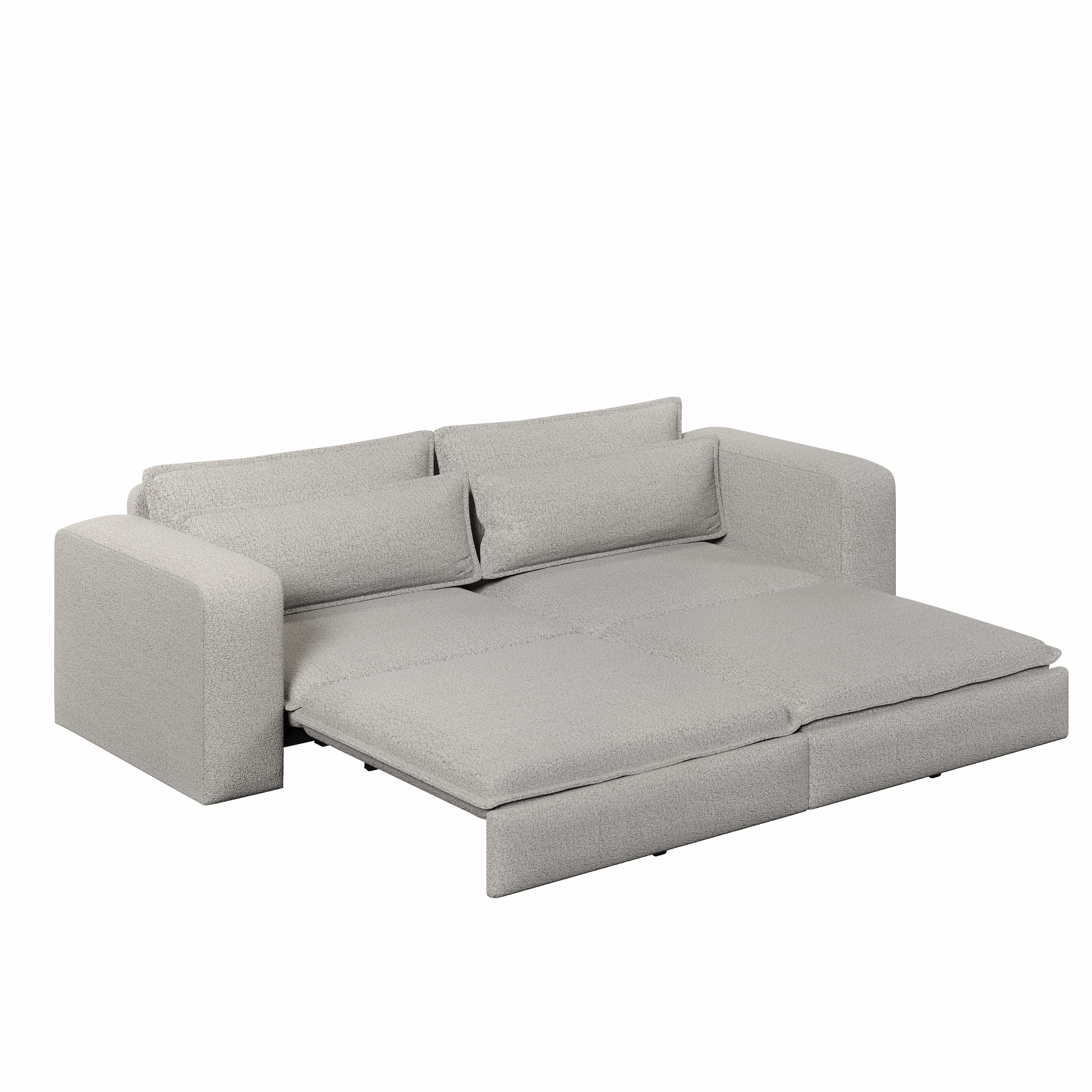 Cary 93" King Size Teddy Convertible Pull-Out Sleeper Sofa Bed with Chaise Lounge and Lumbar Pillows