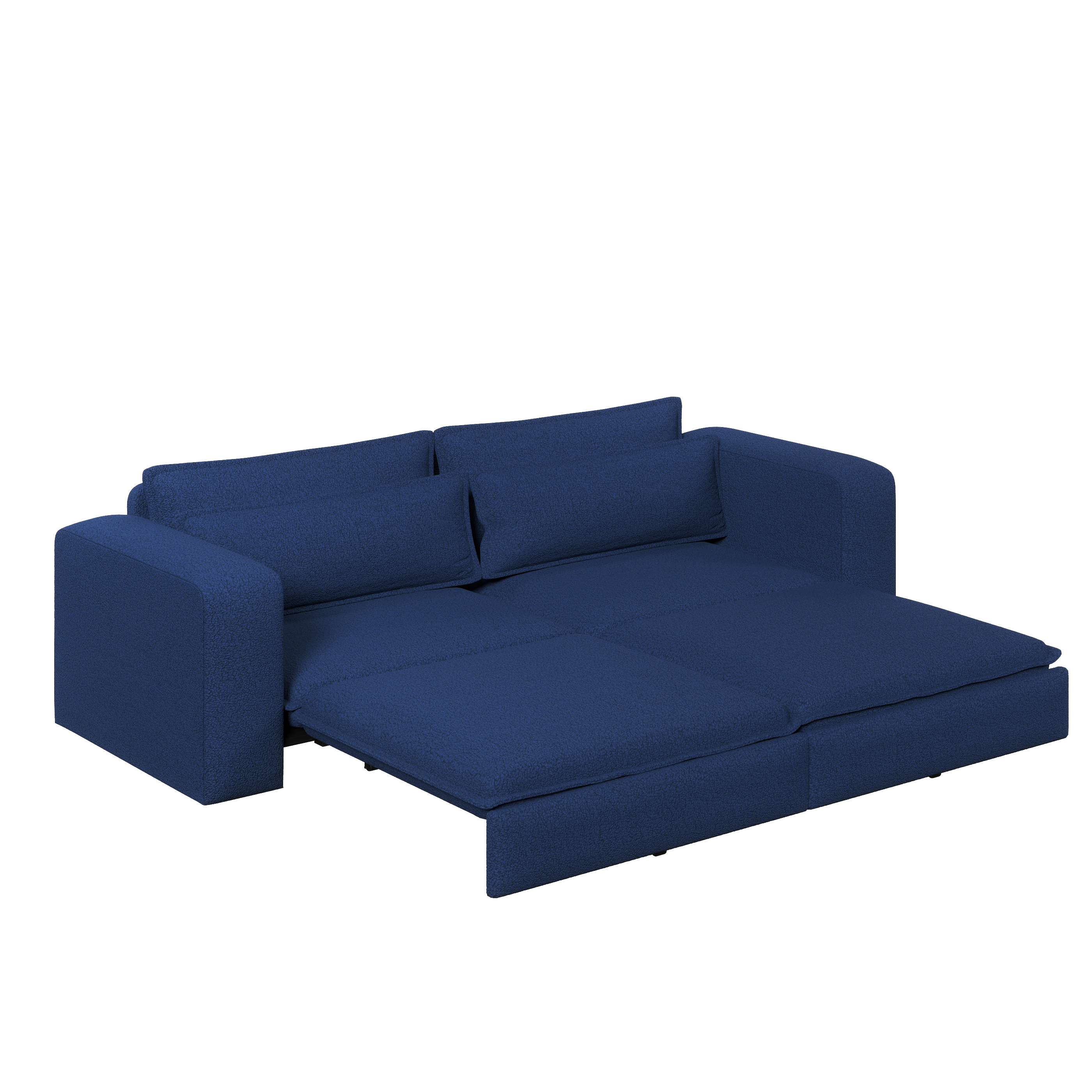 Cary 93" King Size Teddy Convertible Pull-Out Sleeper Sofa Bed with Chaise Lounge and Lumbar Pillows