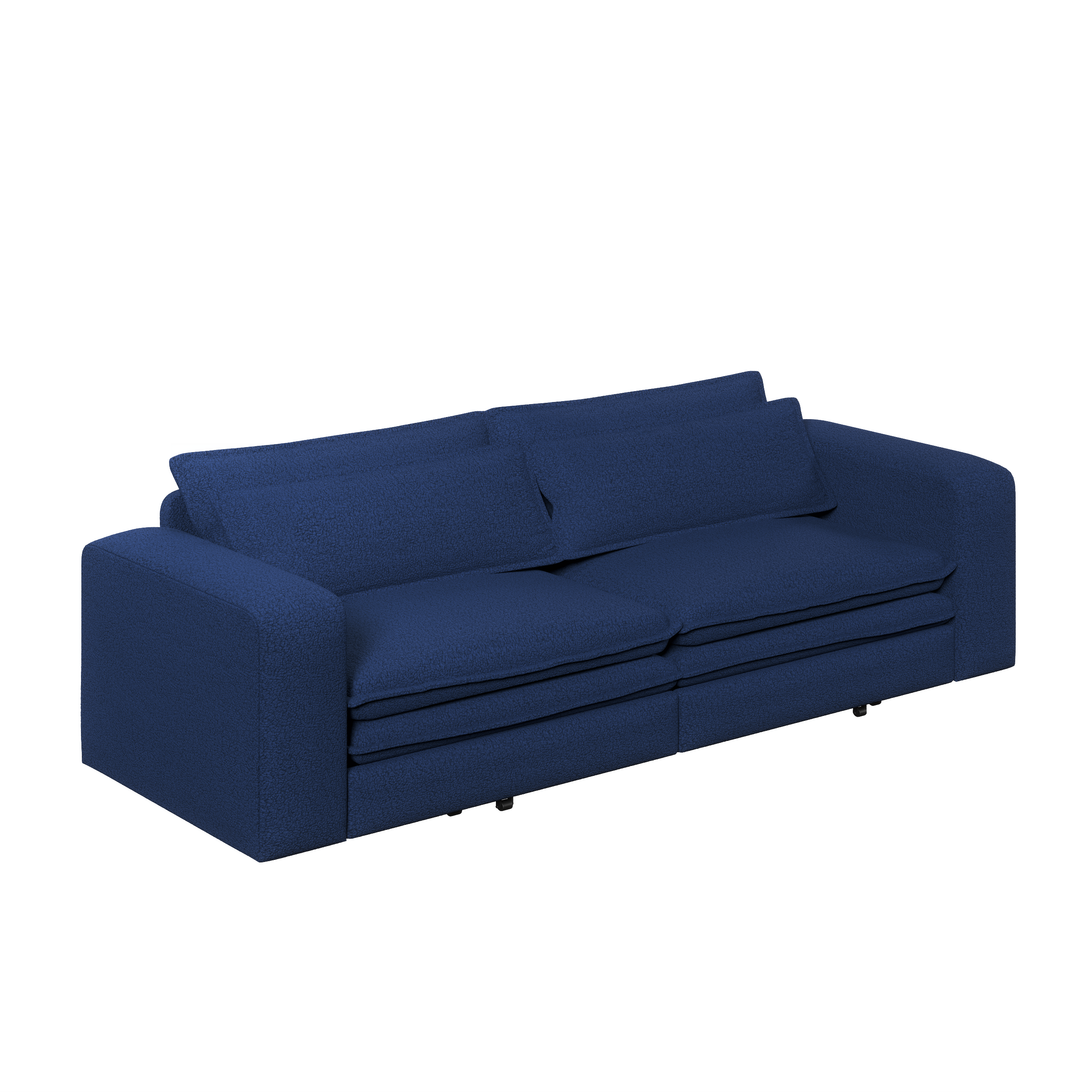 Cary 93" King Size Teddy Convertible Pull-Out Sleeper Sofa Bed with Chaise Lounge and Lumbar Pillows