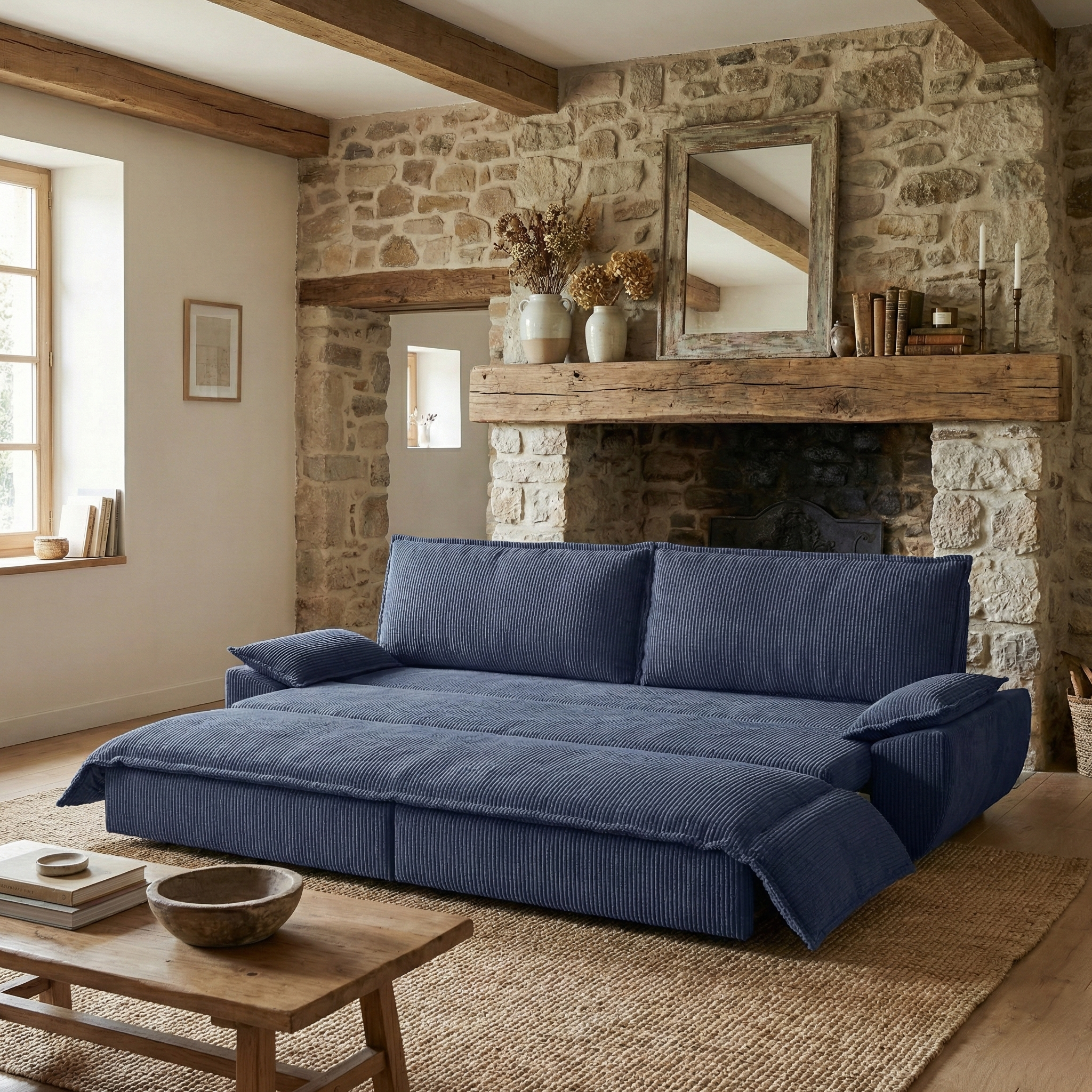 Alameda 73" Modern Corduroy Queen Pull-Out Sleeper Sofa Bed with Wide Armrests