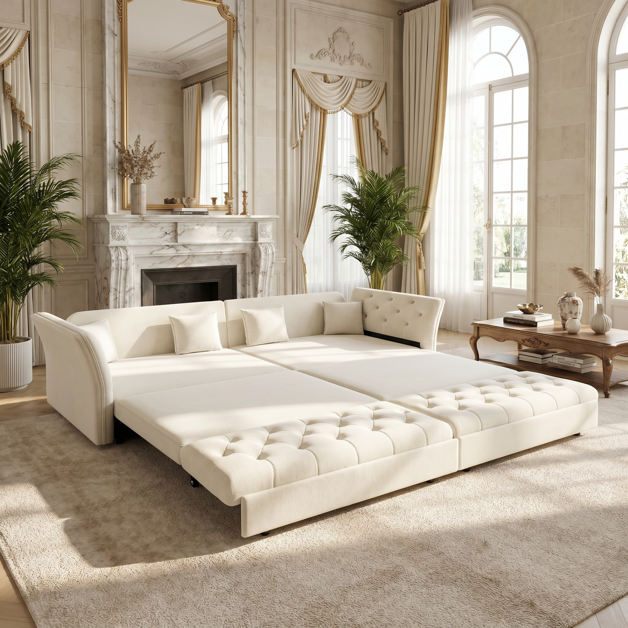 Brockton 100" Velvet Oversize Pull-Out Sleeper Sofa Bed