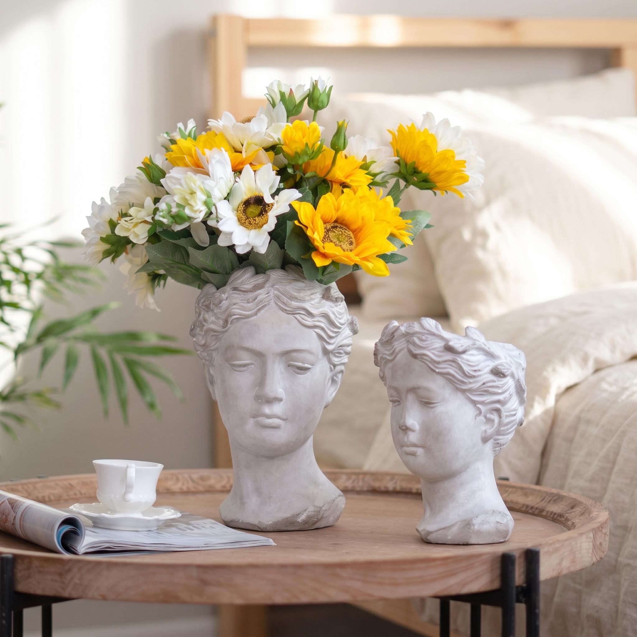 Homy Casa Visage Cement Wall Planter Wall Vase, Small – Decorative Wall Planter for Home or Office Open Box