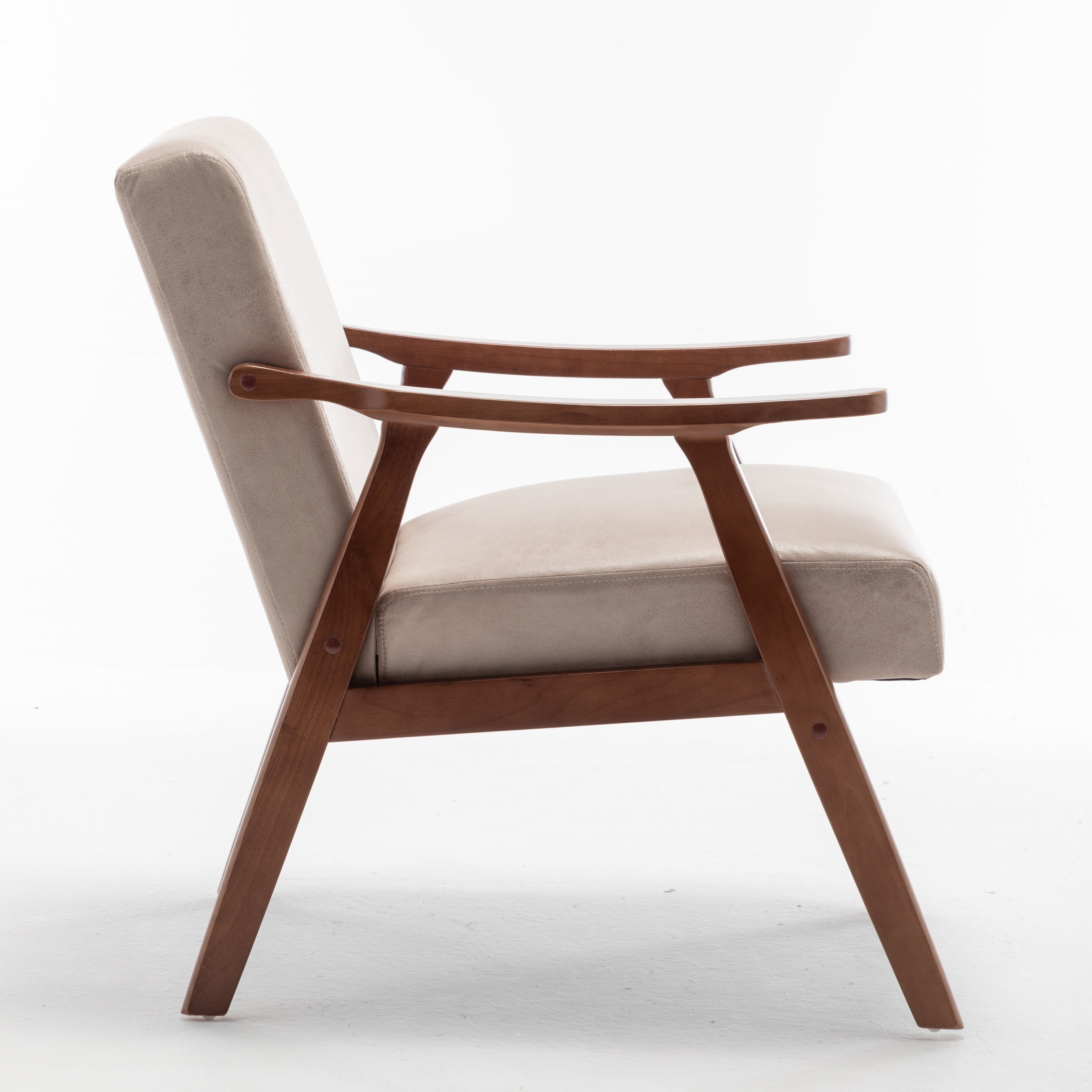 Homy Casa Aden 2PC Living Room Furniture Set with Mid-Century Accent Chairs in Light Camel Fabric Open Box