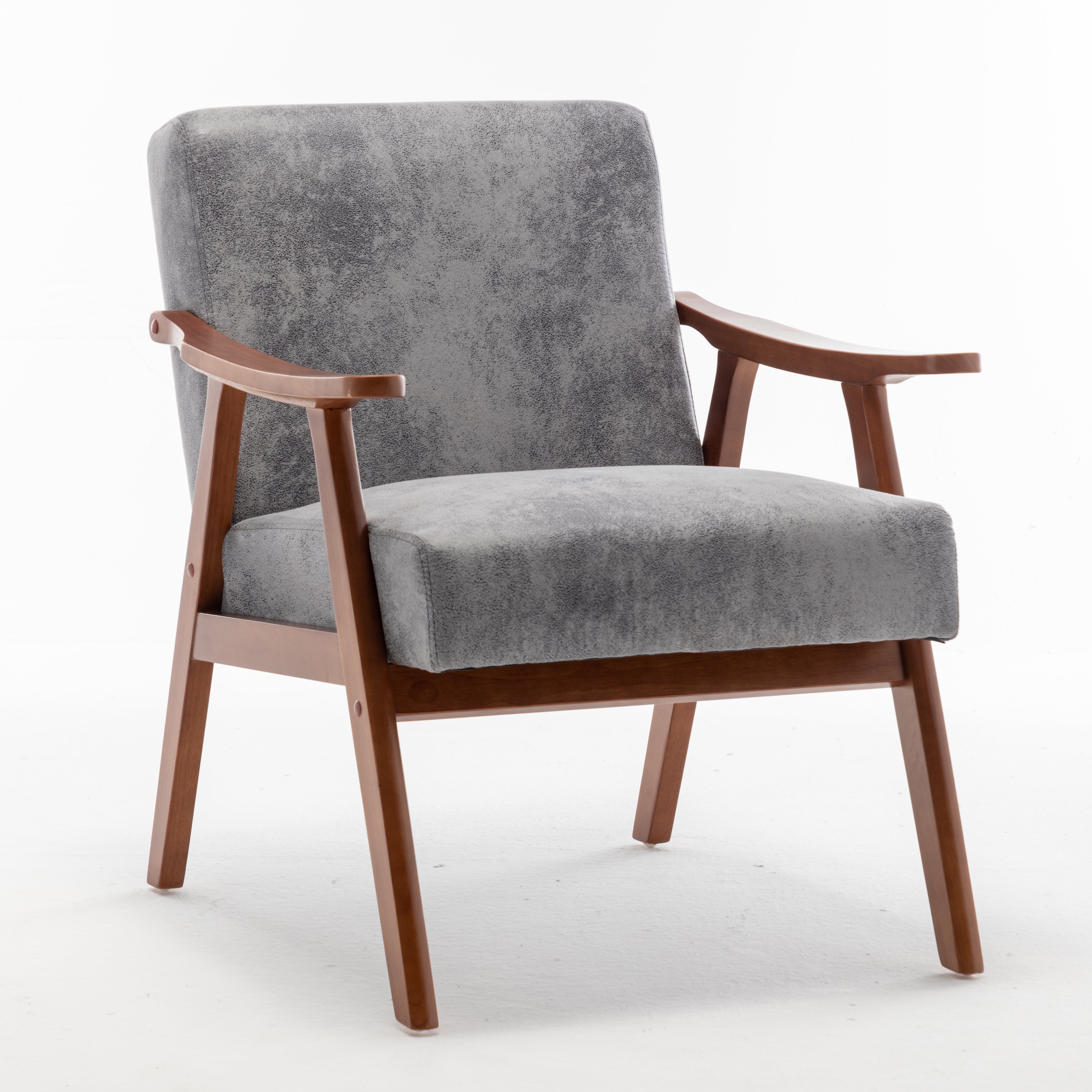 Homy Casa Aden 2PC Living Room Furniture Set with Mid-Century Accent Chairs in Grey Fabric Open Box
