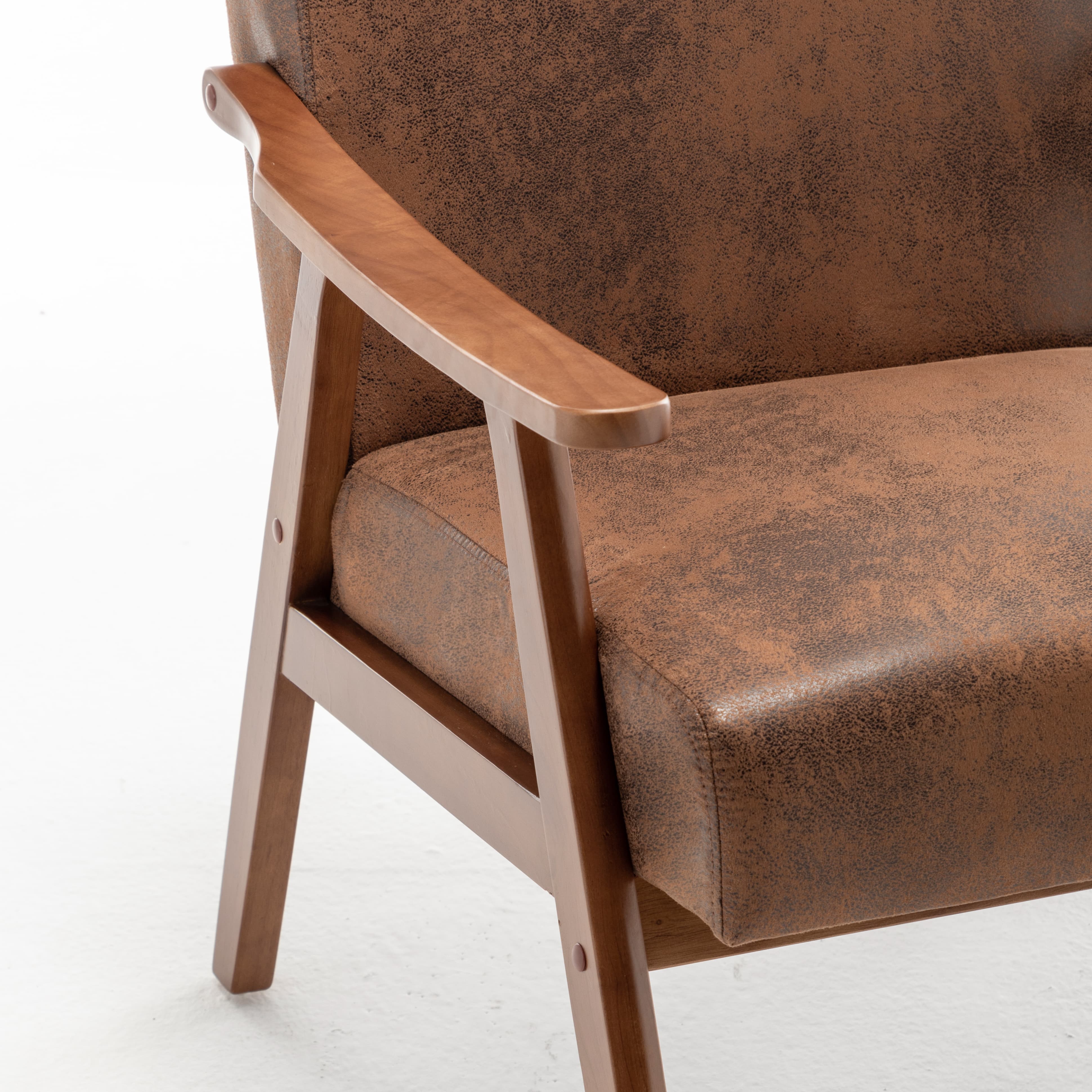 Homy Casa Aden 2PC  Mid-Century Living Room Furniture Set Accent Chairs in Brown & Grey Fabric Open Box