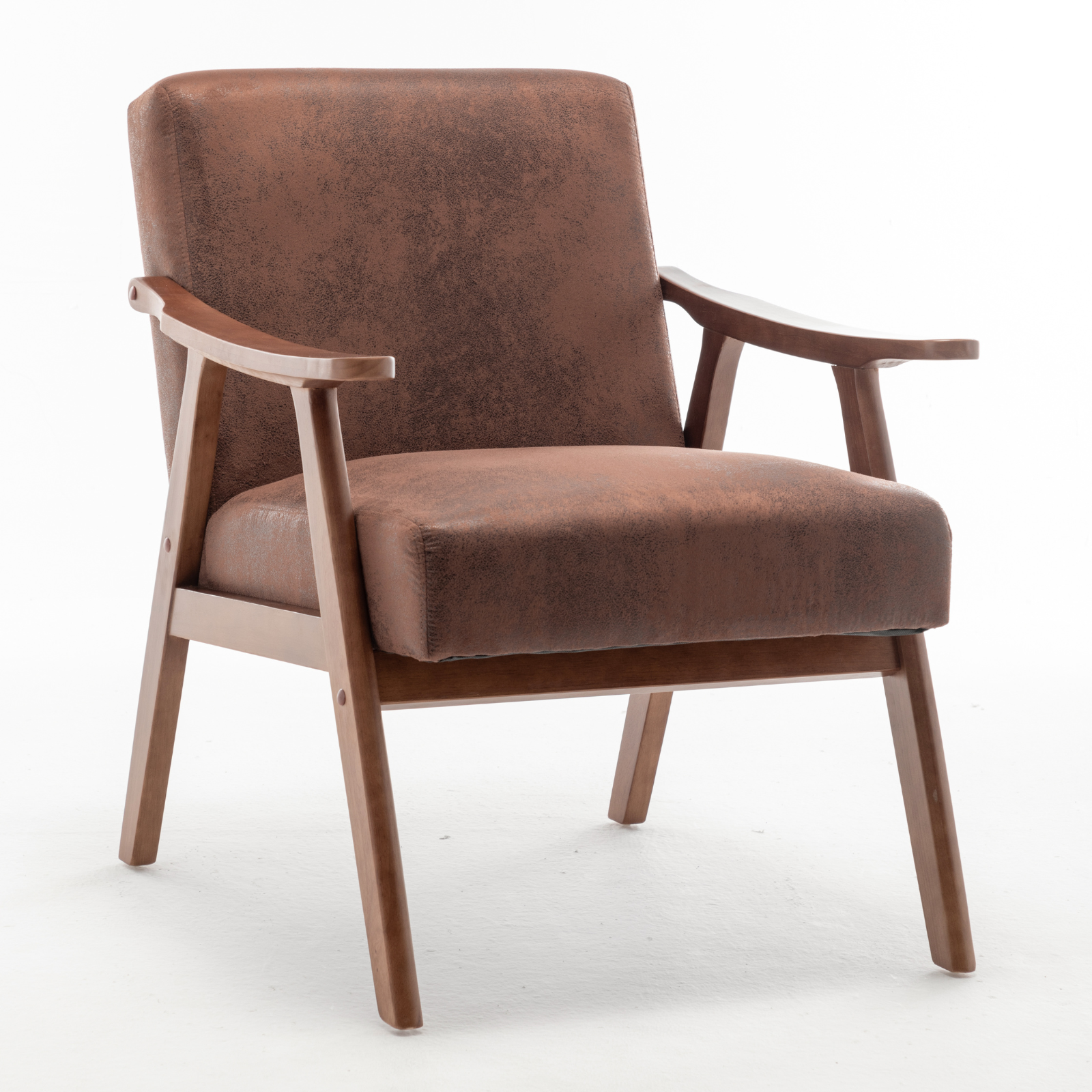 Homy Casa Aden 2PC  Mid-Century Living Room Furniture Set Accent Chairs in Brown & Grey Fabric Open Box