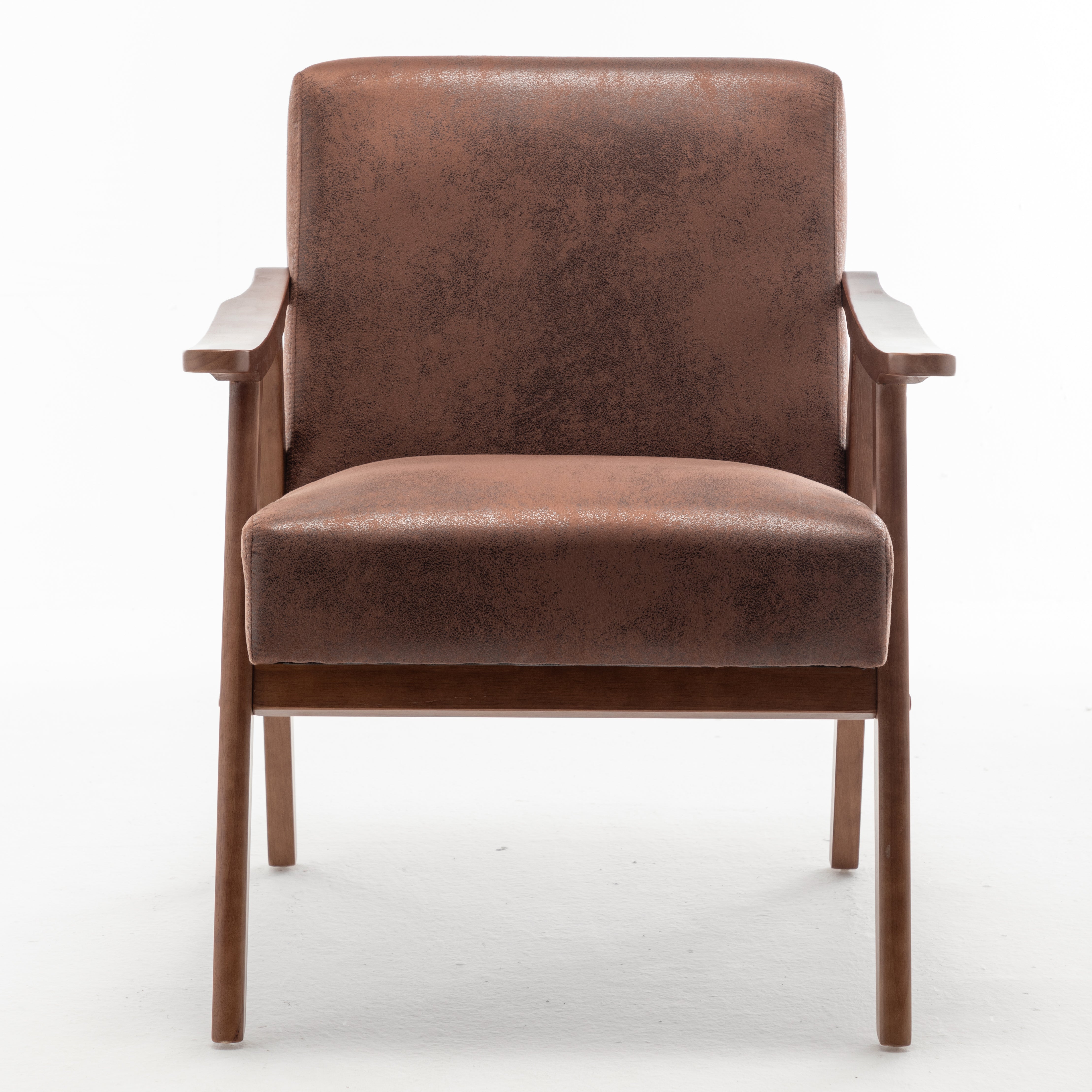 Homy Casa Aden 2PC  Mid-Century Living Room Furniture Set Accent Chairs in Brown & Grey Fabric Open Box