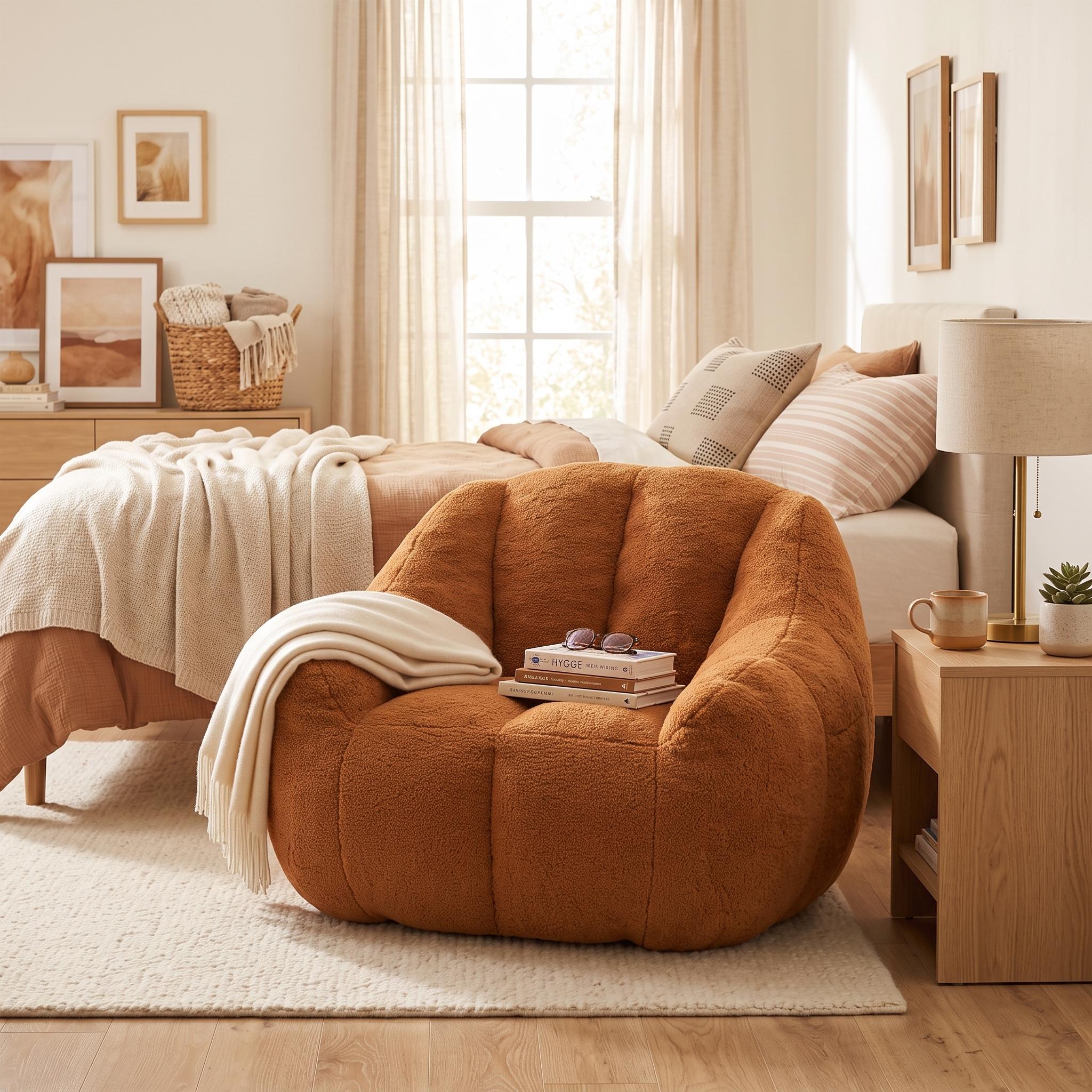 Homy Casa Helios Bean Bag Chair with Filler Cozy Memory Foam Sofa for Living Room, Bedroom, Dorm, Apartment, Office Open Box