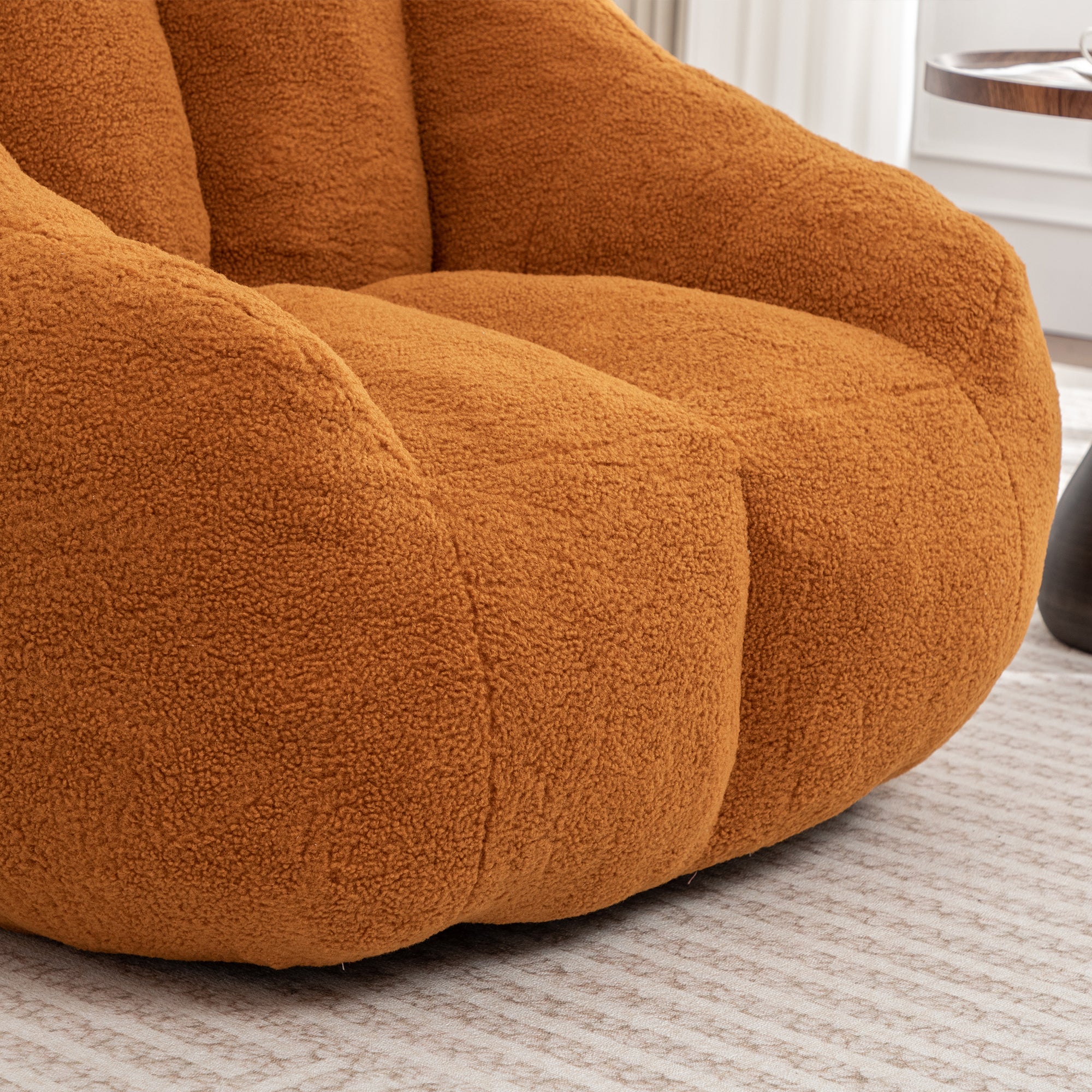 Homy Casa 2PC Living Room Furniture Set with Plush Yellow Bean Bag Chair & Green Chenille Velvet Swivel Chair Open Box