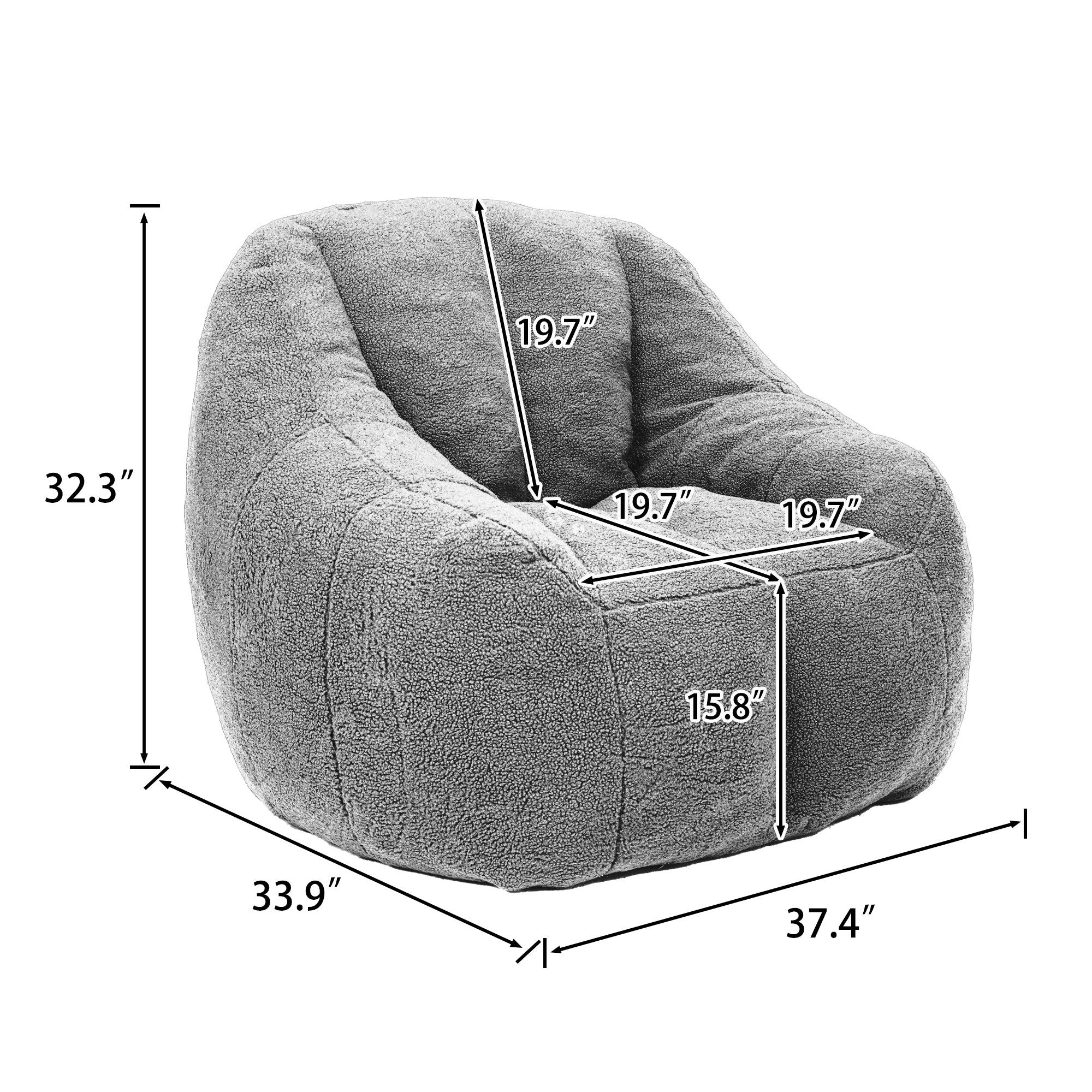 Homy Casa 2PC Living Room Furniture Set with Plush Yellow Bean Bag Chair & Green Chenille Velvet Swivel Chair Open Box