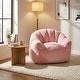 Pink faux fur bean bag chair with armrests