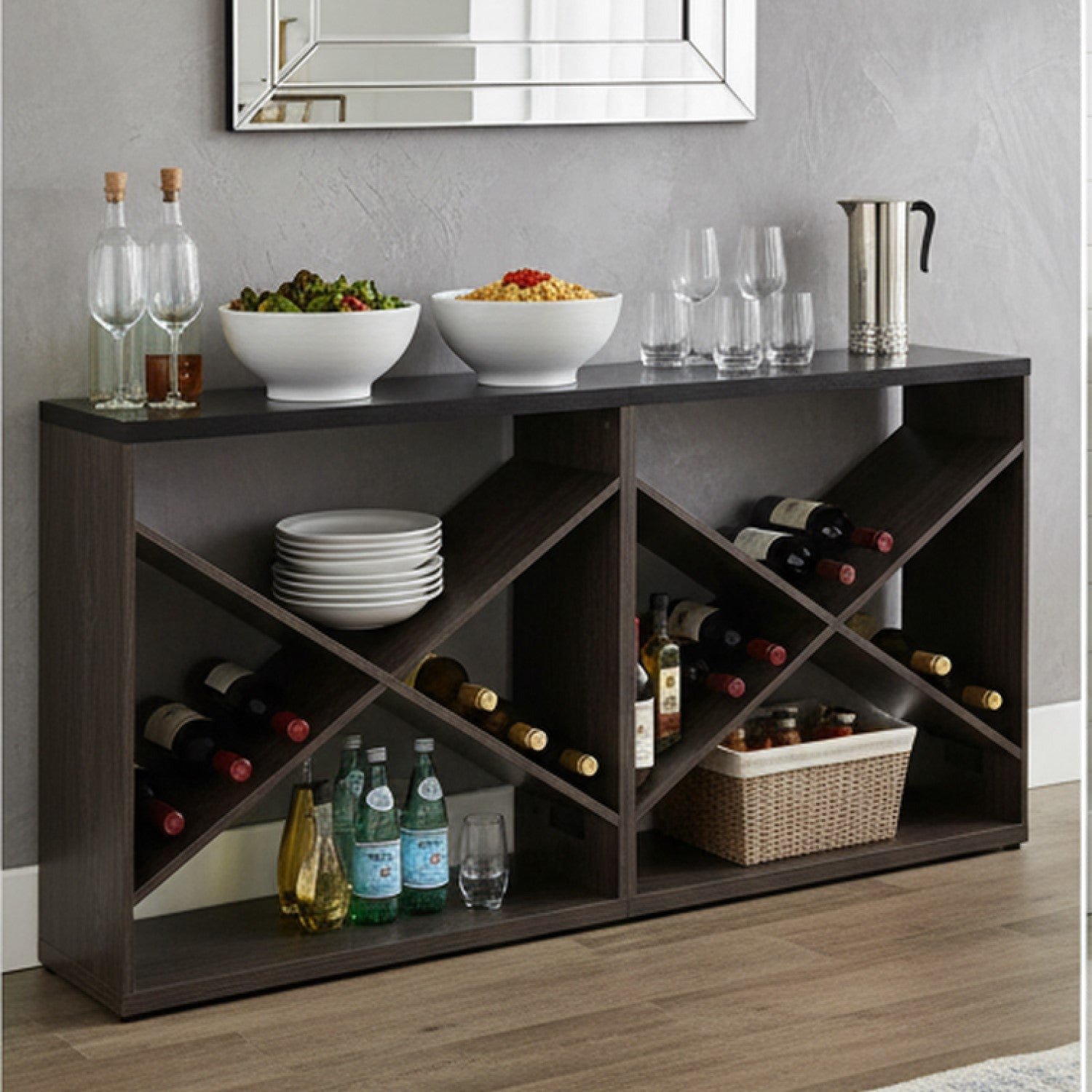 Homy Casa Rowan 70.87” Modern Console Table with X-Frame Shelving – Extra Long Entryway & Sofa Table