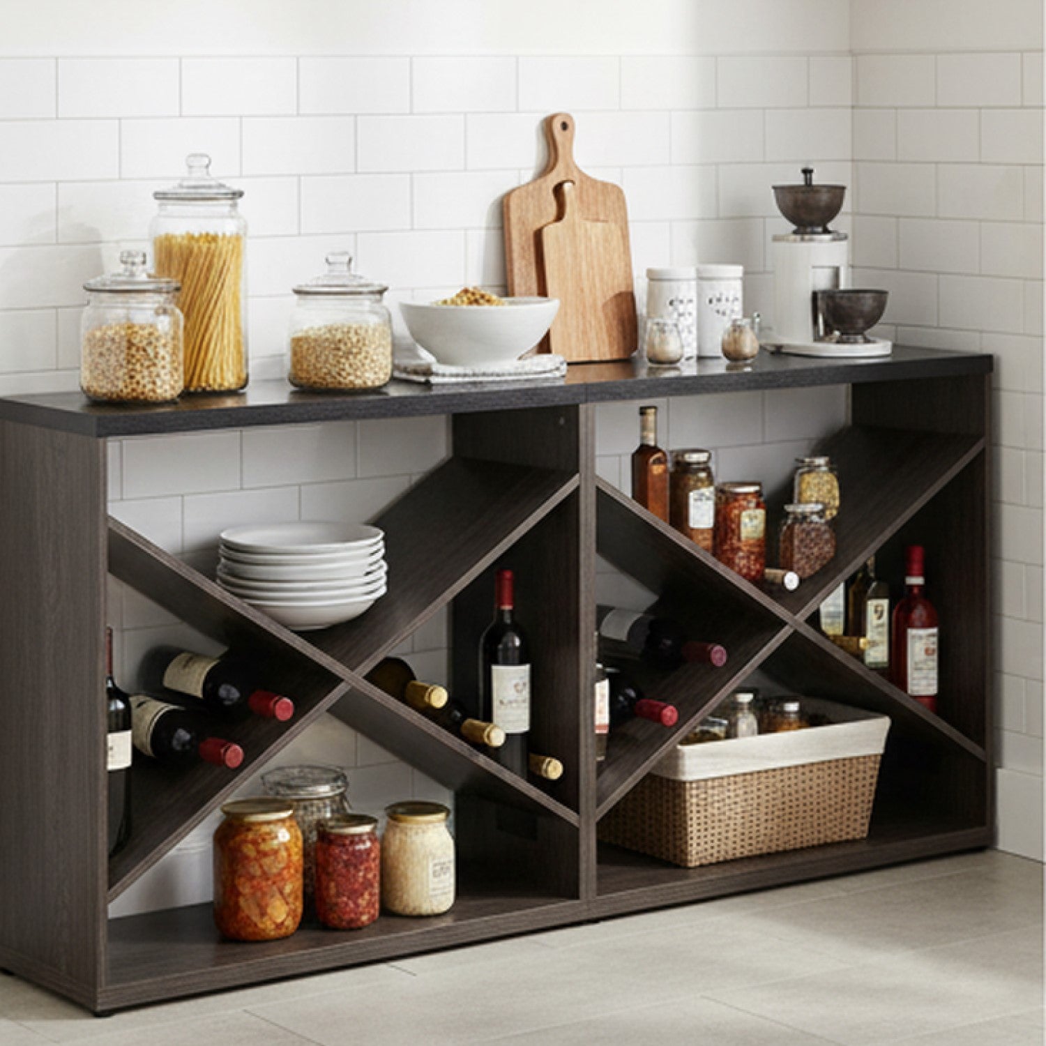 Homy Casa Rowan 70.87” Modern Console Table with X-Frame Shelving – Extra Long Entryway & Sofa Table