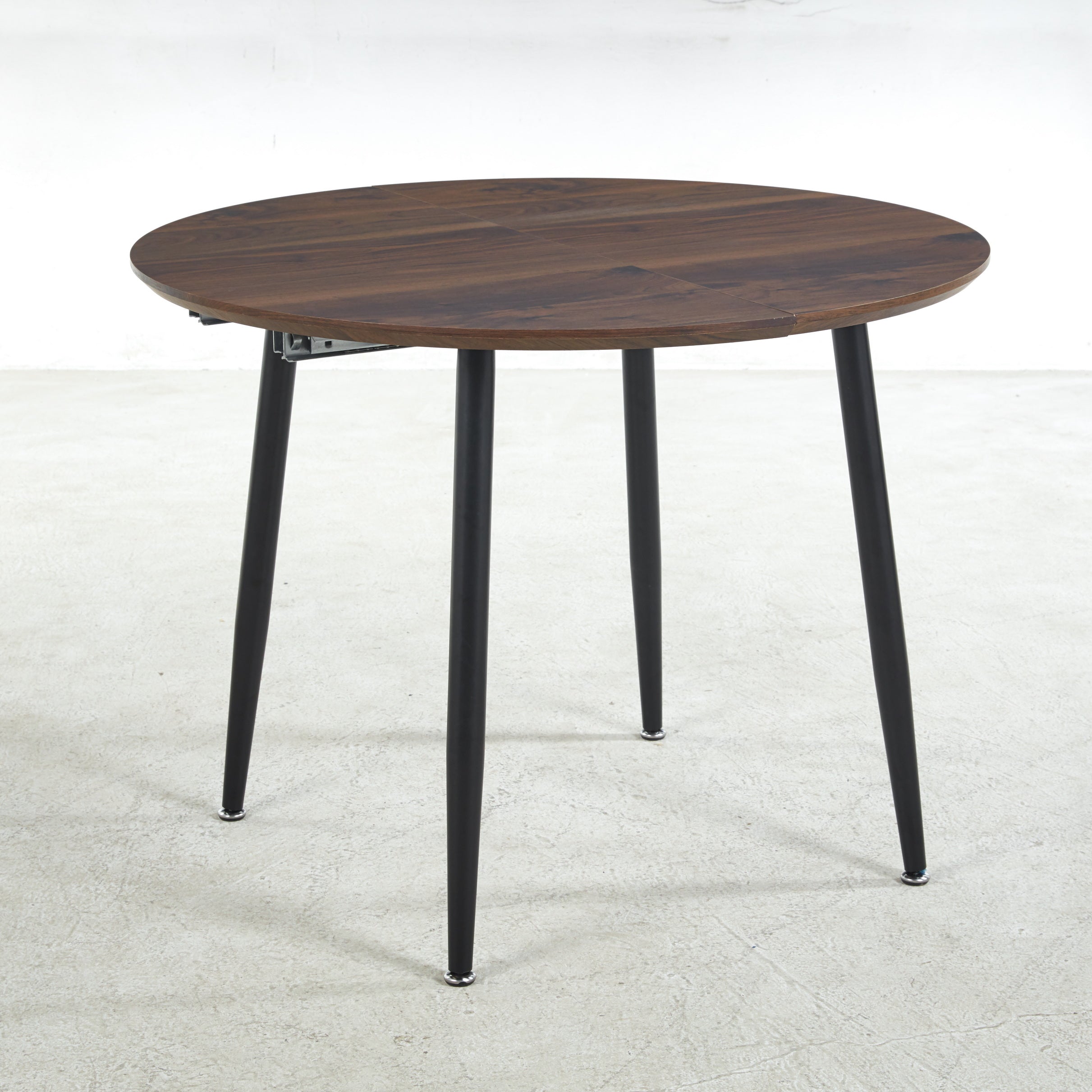 Loire Extendable Oval Walnut Dining Table with Black Metal Legs