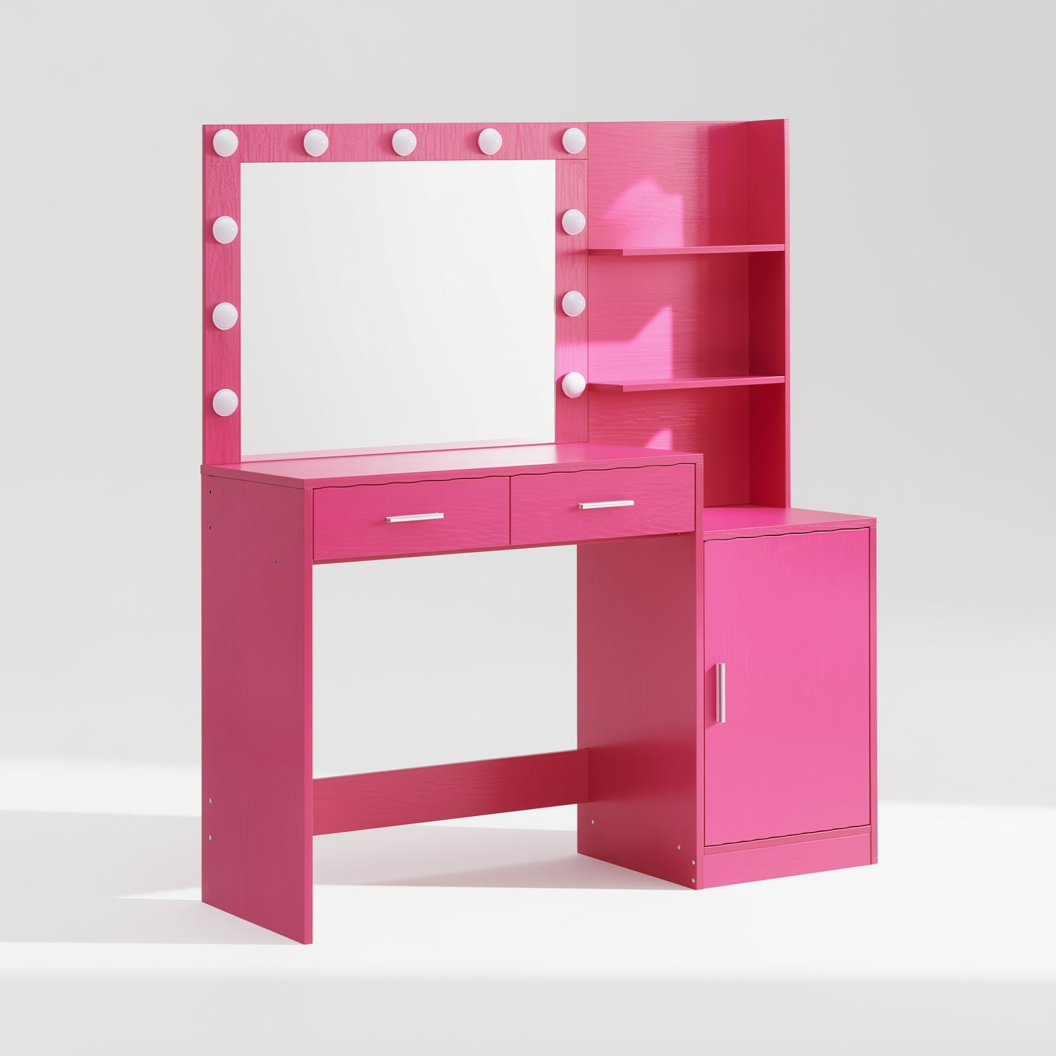 Espoo 46.4" Modern Vanity Desk with Lighted Mirror, Pink