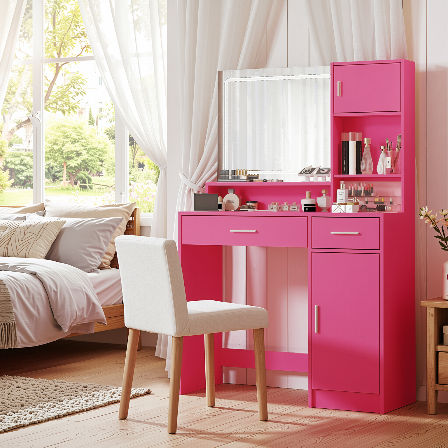 Matera 35" Makeup Vanity Desk Set with Lighted Mirror
