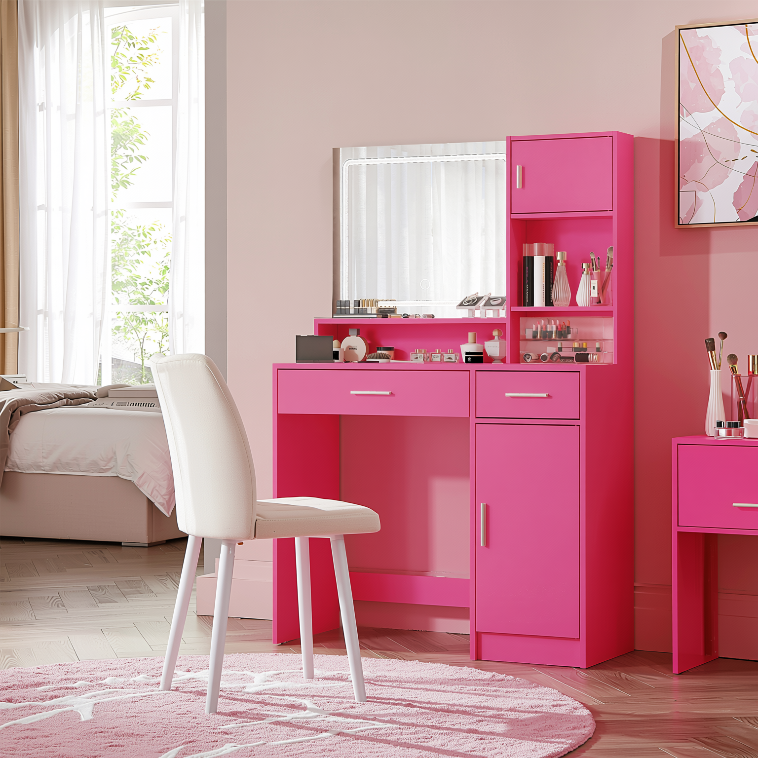 Matera 35" Makeup Vanity Desk Set with Lighted Mirror
