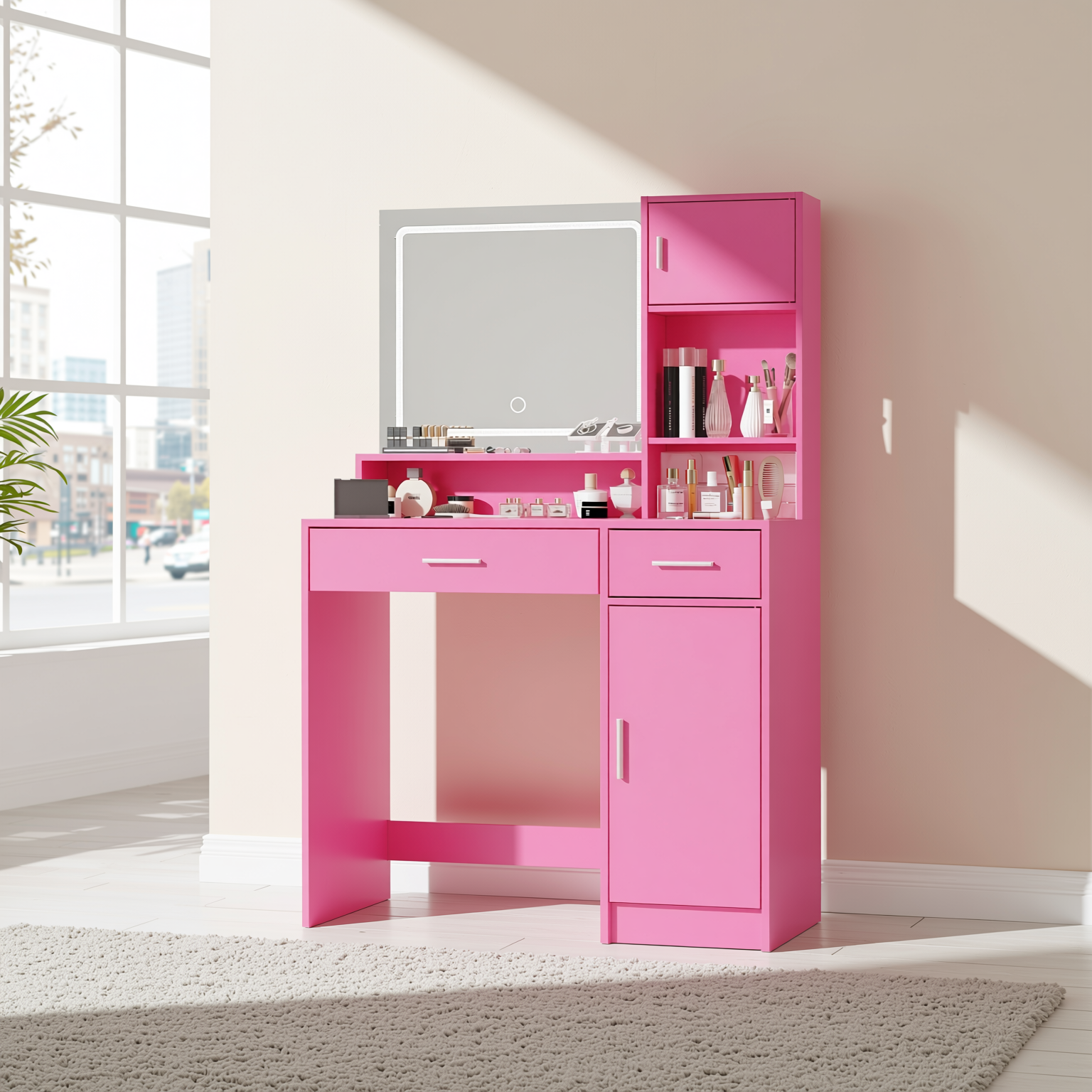 Matera 35" Makeup Vanity Desk Set with Lighted Mirror