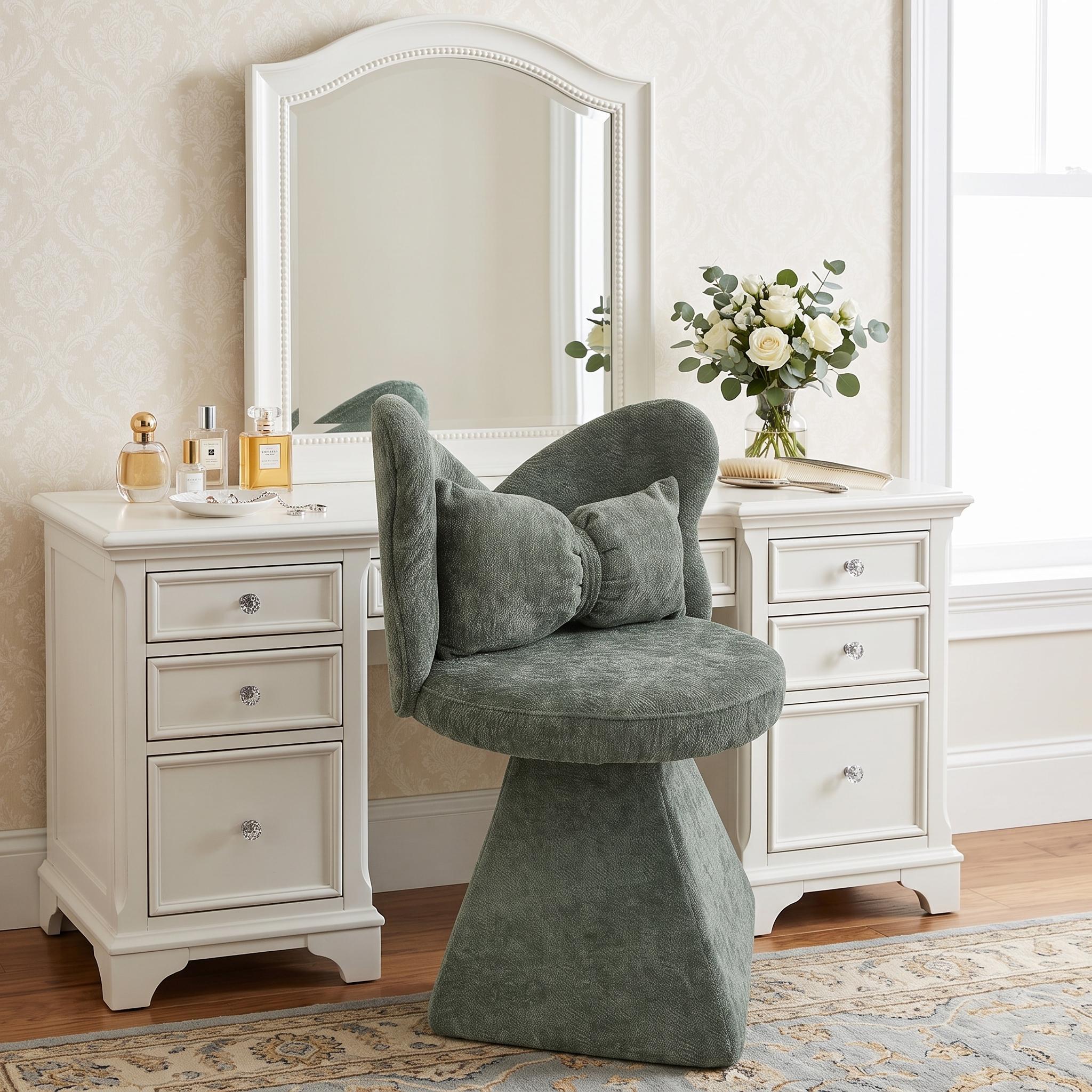 Homy Casa Daphne Vanity Chair with Butterfly Back Swivel Accent Chair for Bedroom, Living Room, Dining, Makeup, Study Open Box
