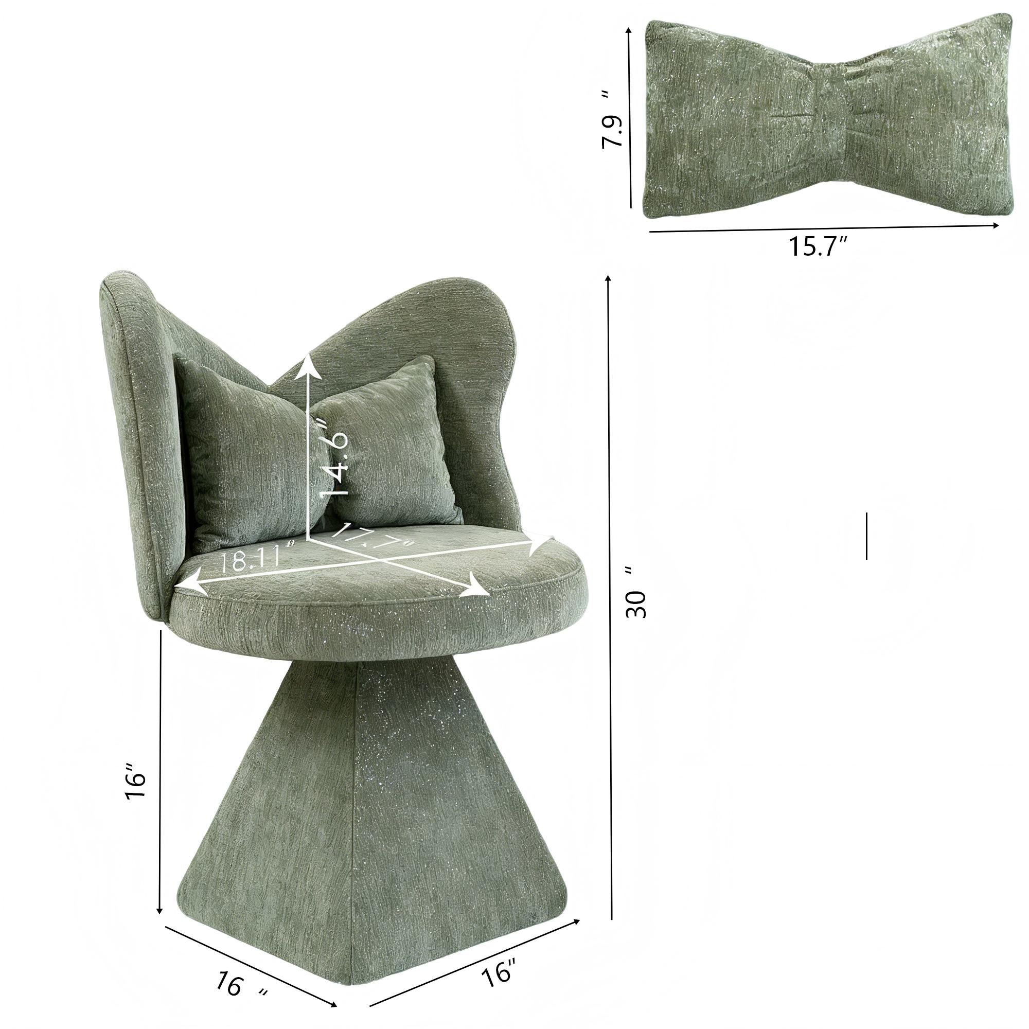 Homy Casa 2PC Living Room Furniture Set with Plush Yellow Bean Bag Chair & Green Chenille Velvet Swivel Chair Open Box