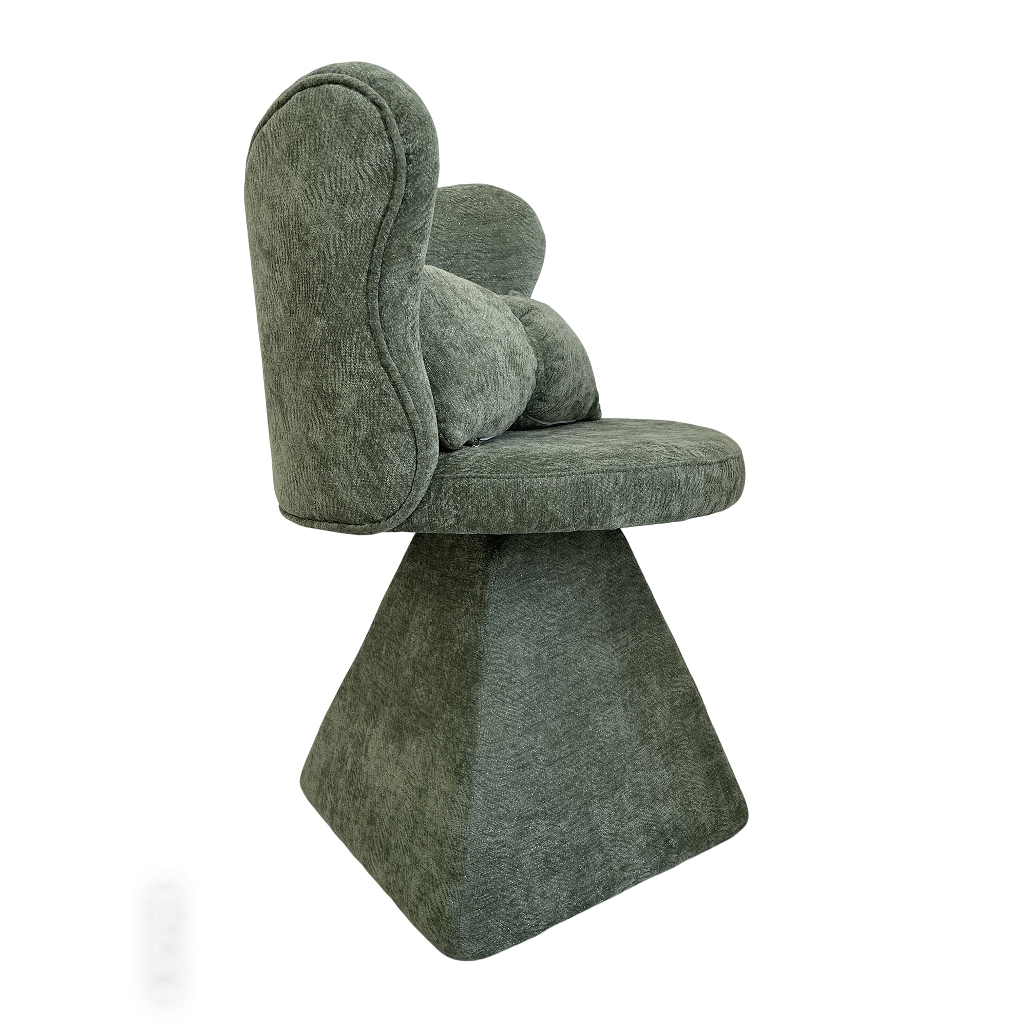 Homy Casa 2PC Living Room Furniture Set with Plush Yellow Bean Bag Chair & Green Chenille Velvet Swivel Chair Open Box