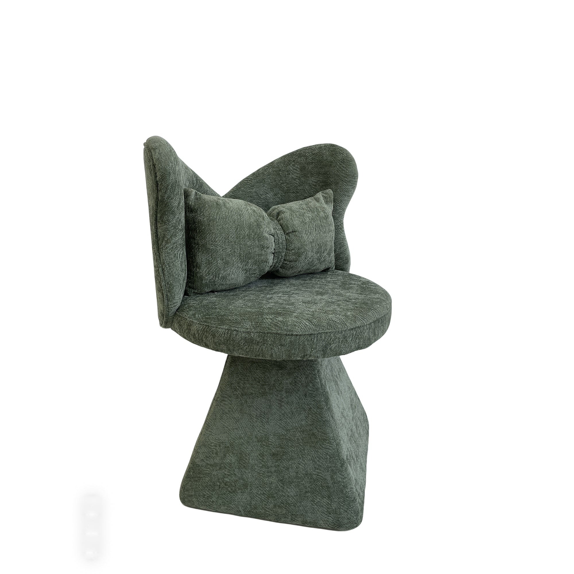 Homy Casa 2PC Living Room Furniture Set with Plush Yellow Bean Bag Chair & Green Chenille Velvet Swivel Chair Open Box