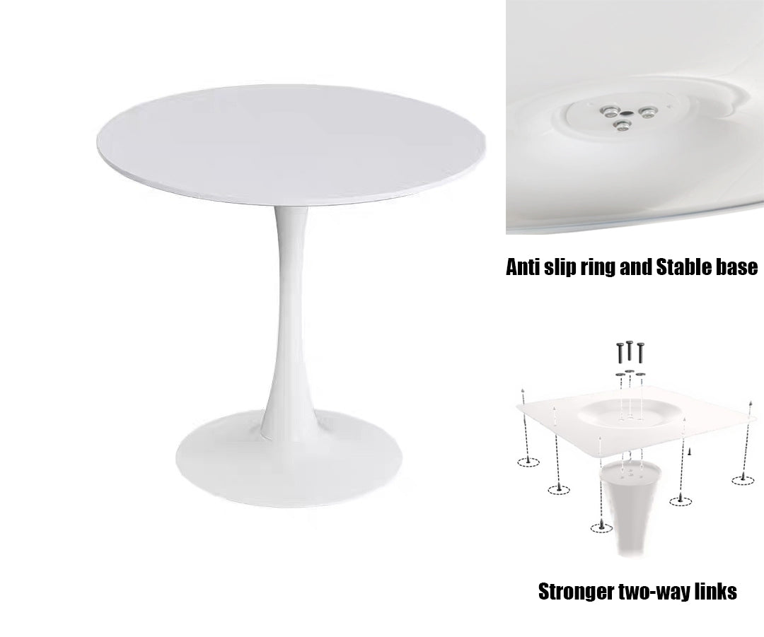 Homy Casa Nemea 3PC Kitchen Dining Set Round White Table with 2 Beige Upholstered Armchairs Open Box