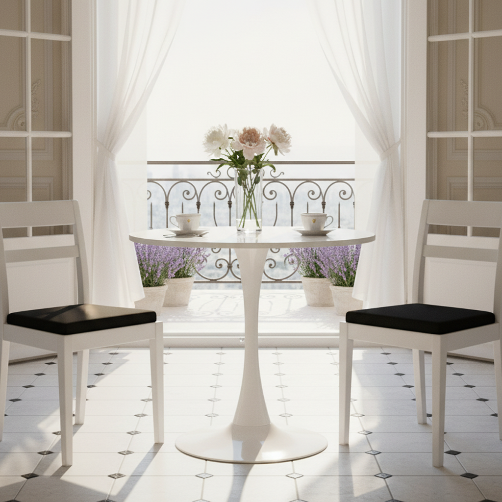 Homy Casa Modern Round Dining Table "31.5" for Kitchen, Dining Room, Coffee Table, White Open Box