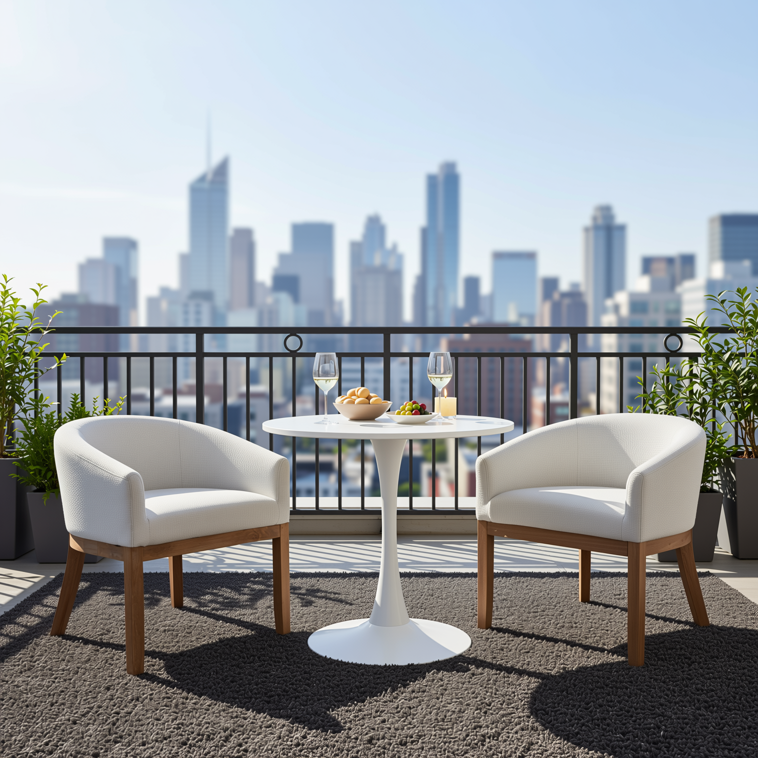 Homy Casa Nemea 3PC Kitchen Dining Set Round White Table with 2 Beige Upholstered Armchairs Open Box