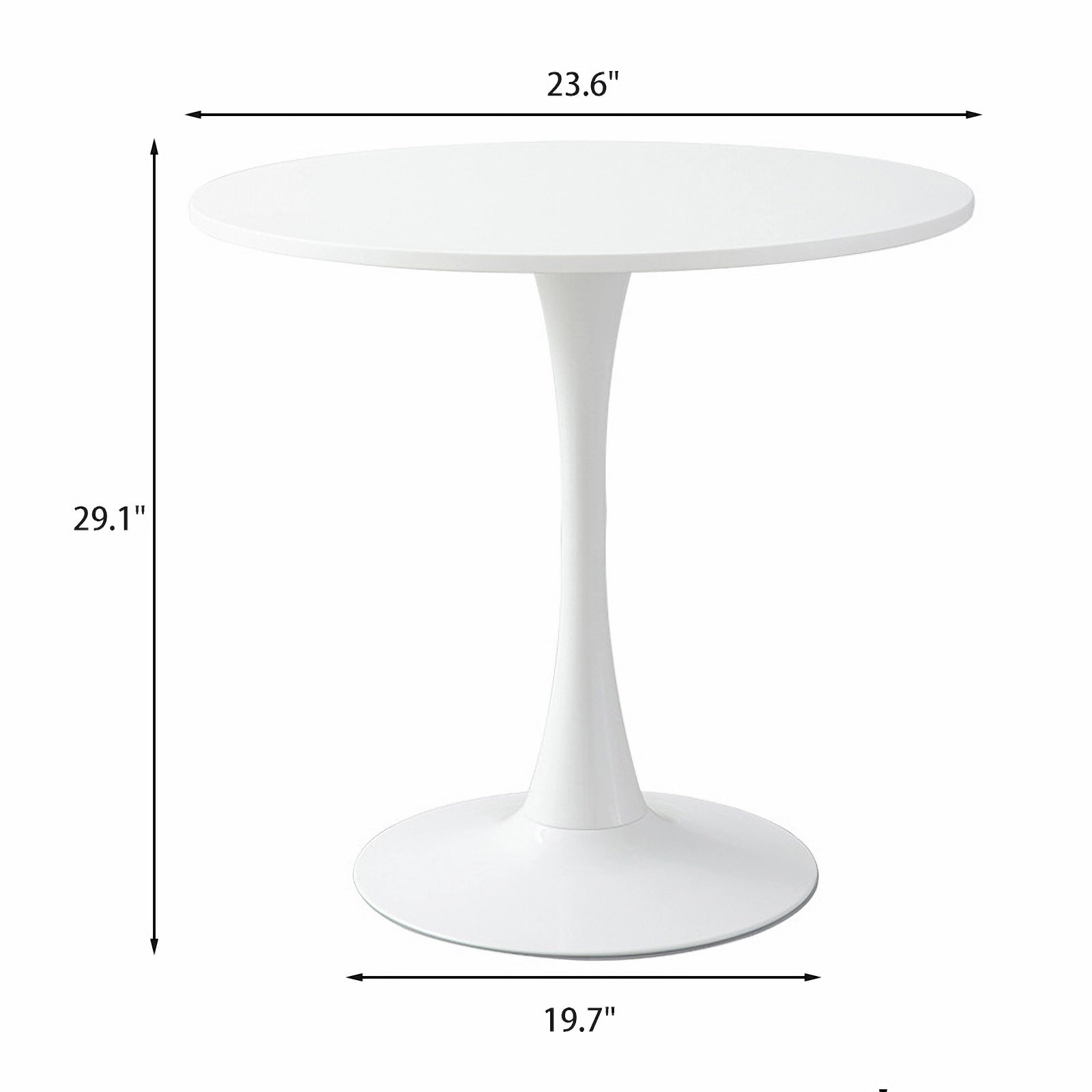 Luna 24" Mid Century Modern Round Dining Table with MDF Top and Steel Base