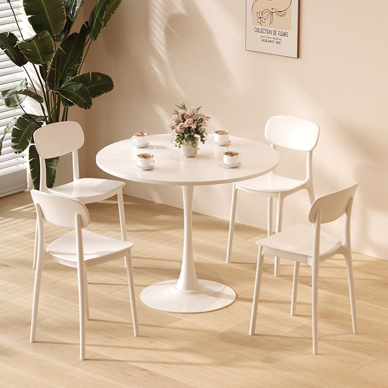 Luna 24" Mid Century Modern Round Dining Table with MDF Top and Steel Base