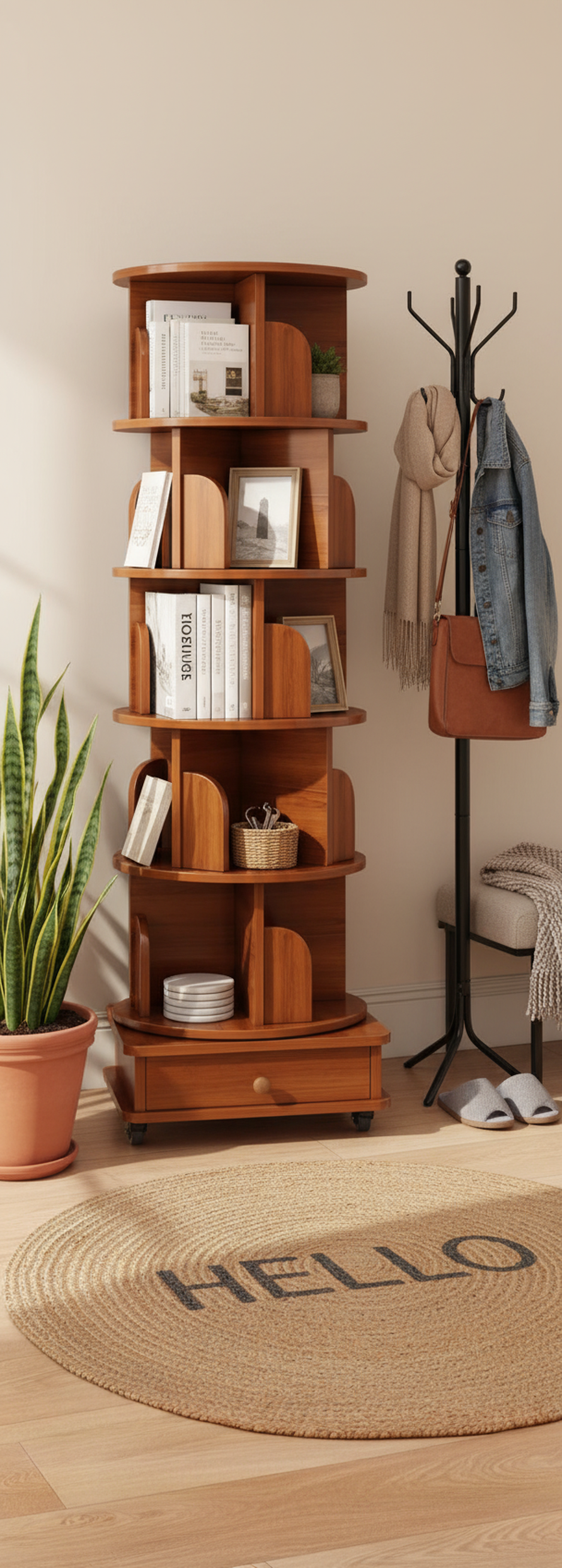 Turku 6 Tier Rotating Bookshelf Display Stand