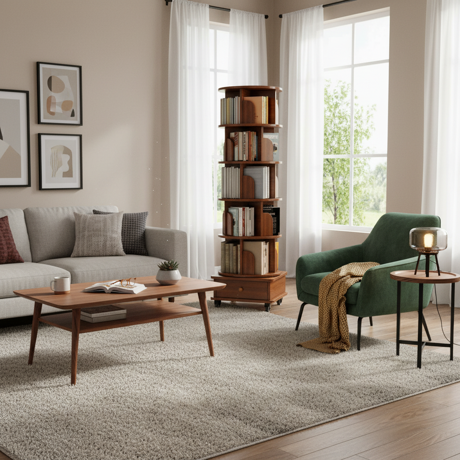 Turku 6 Tier Rotating Bookshelf Display Stand