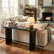 Modern Wood Console Table with Clean-Lined Design, Black Finish Entryway Table
