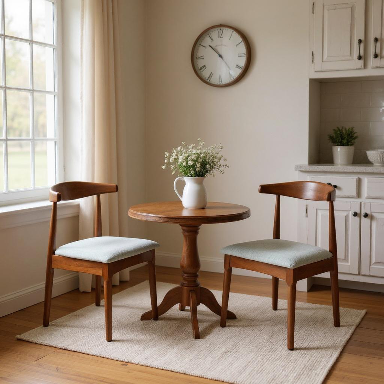 Tonle Mid-Century Upholstered Solid Wood Dining Chair Set of 2