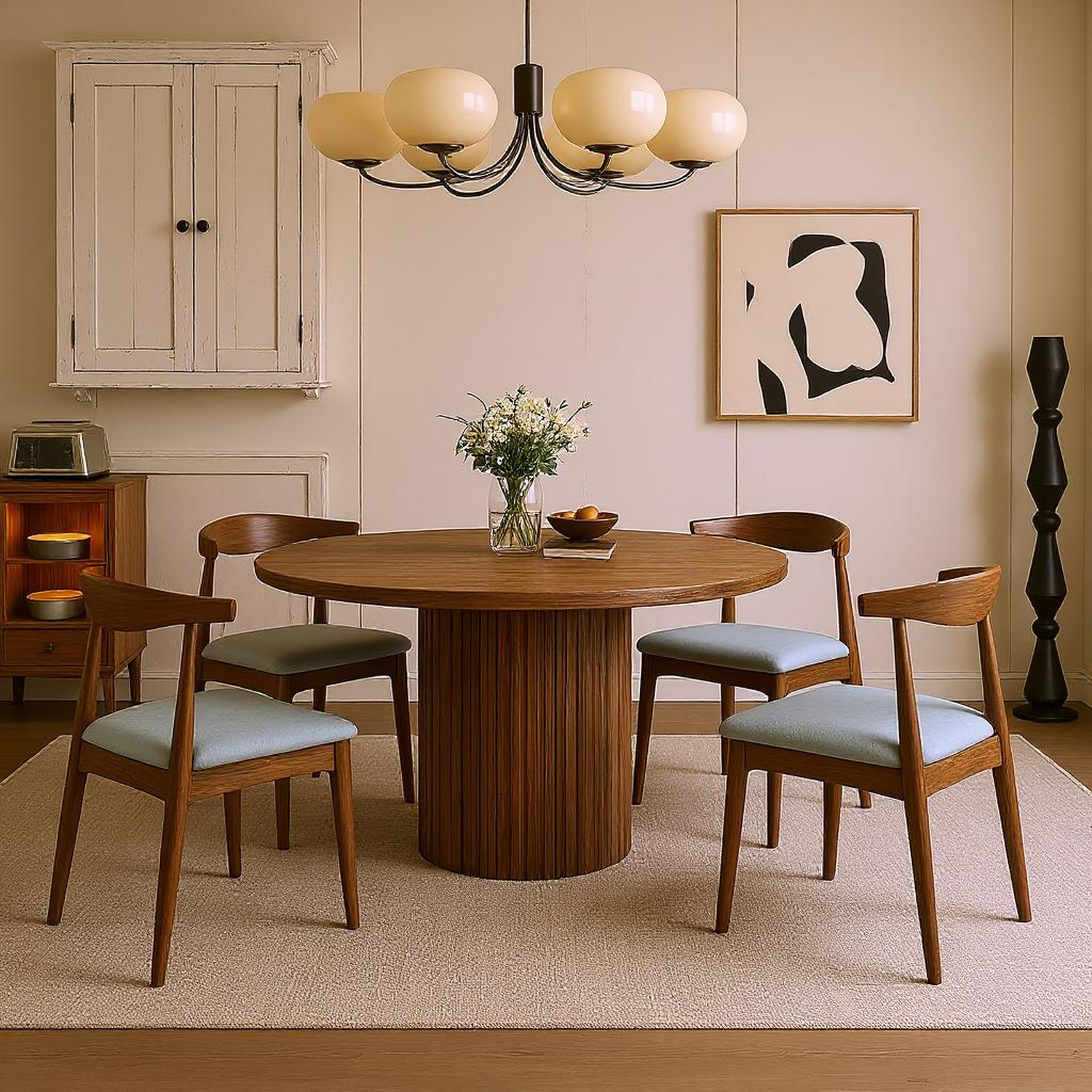 Tonle Mid-Century Upholstered Solid Wood Dining Chair Set of 2