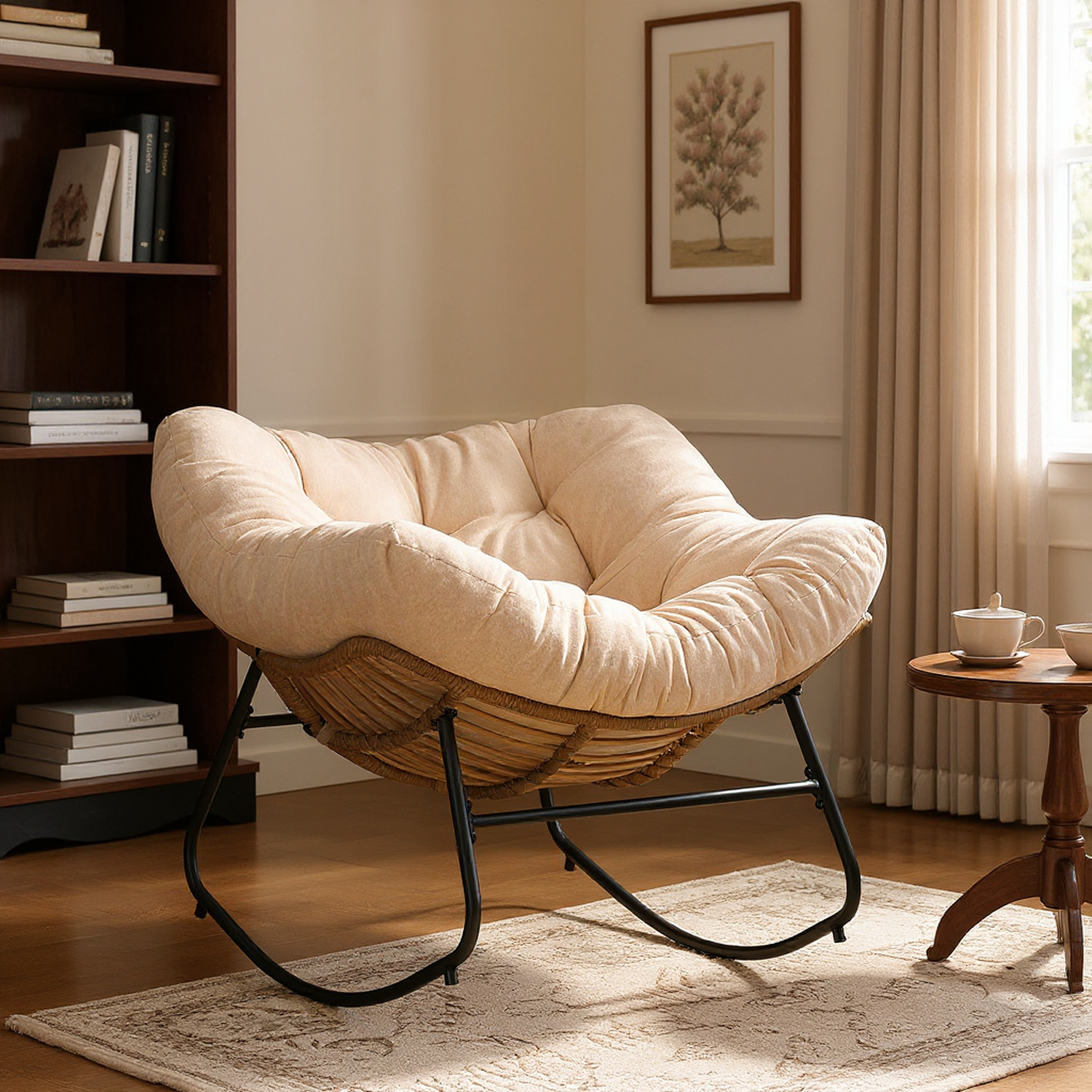 Mesa Chenille Upholstered Rocking Chair, Beige